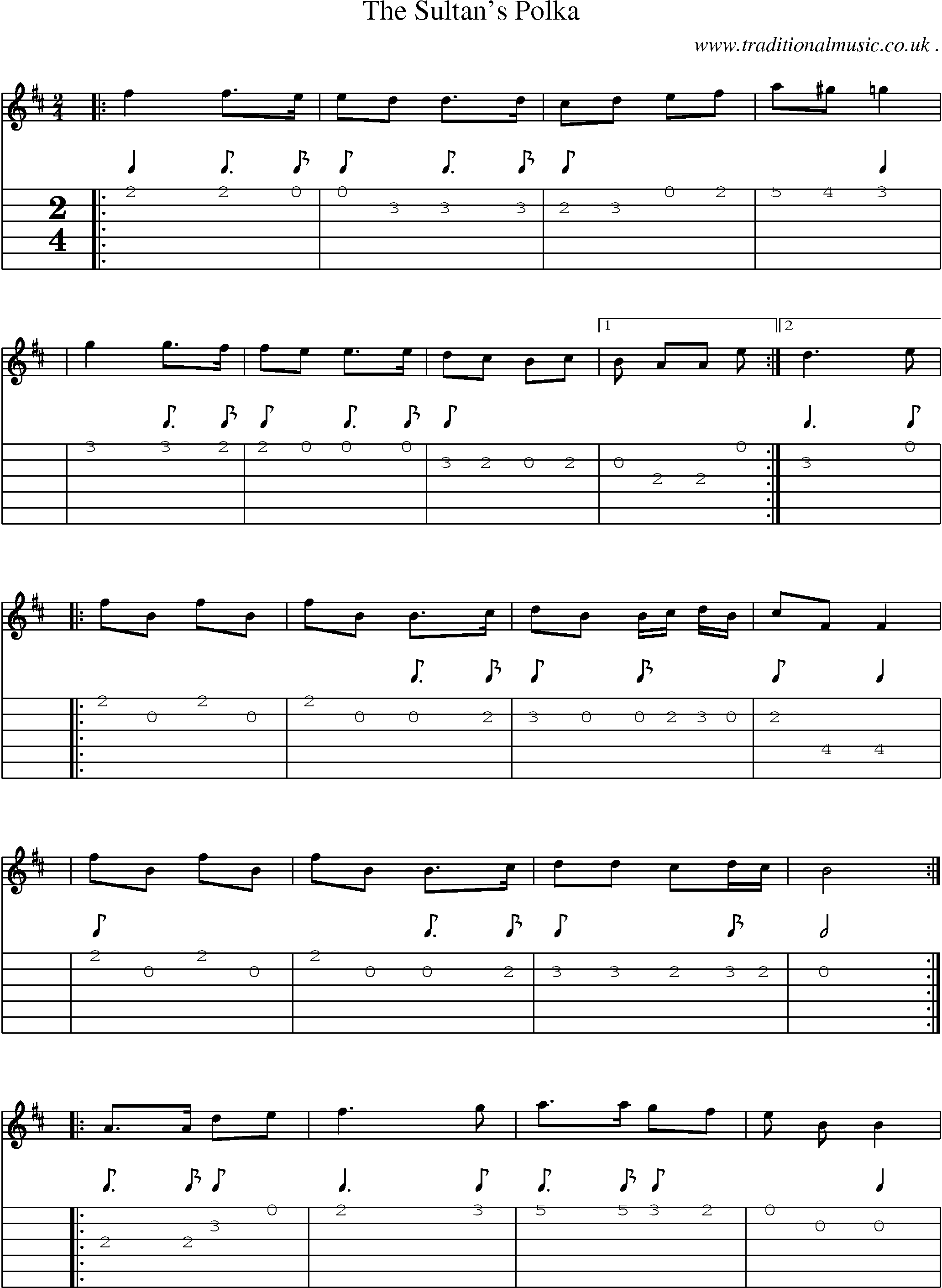 Sheet-Music and Guitar Tabs for The Sultans Polka