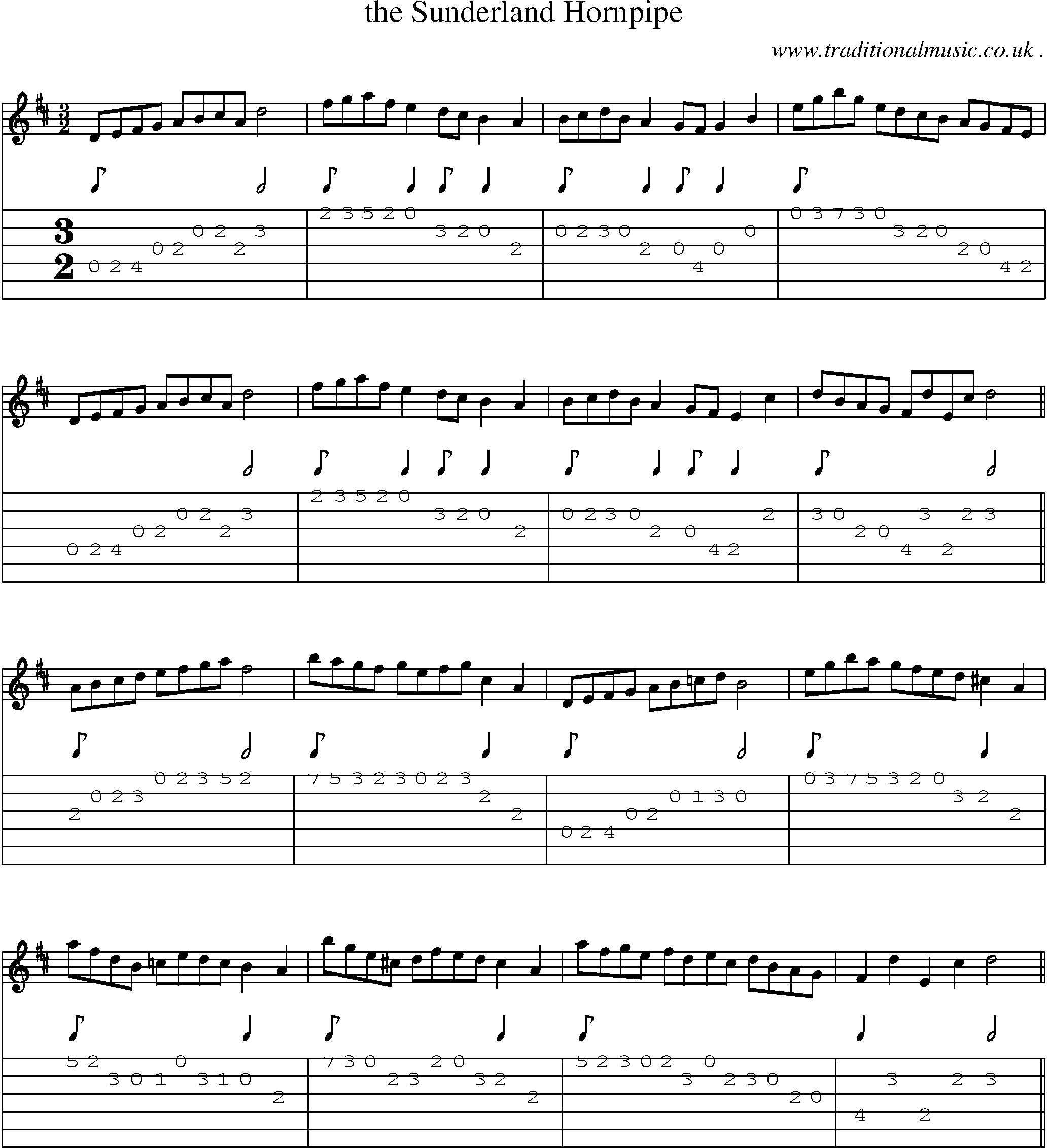 Sheet-Music and Guitar Tabs for The Sunderland Hornpipe