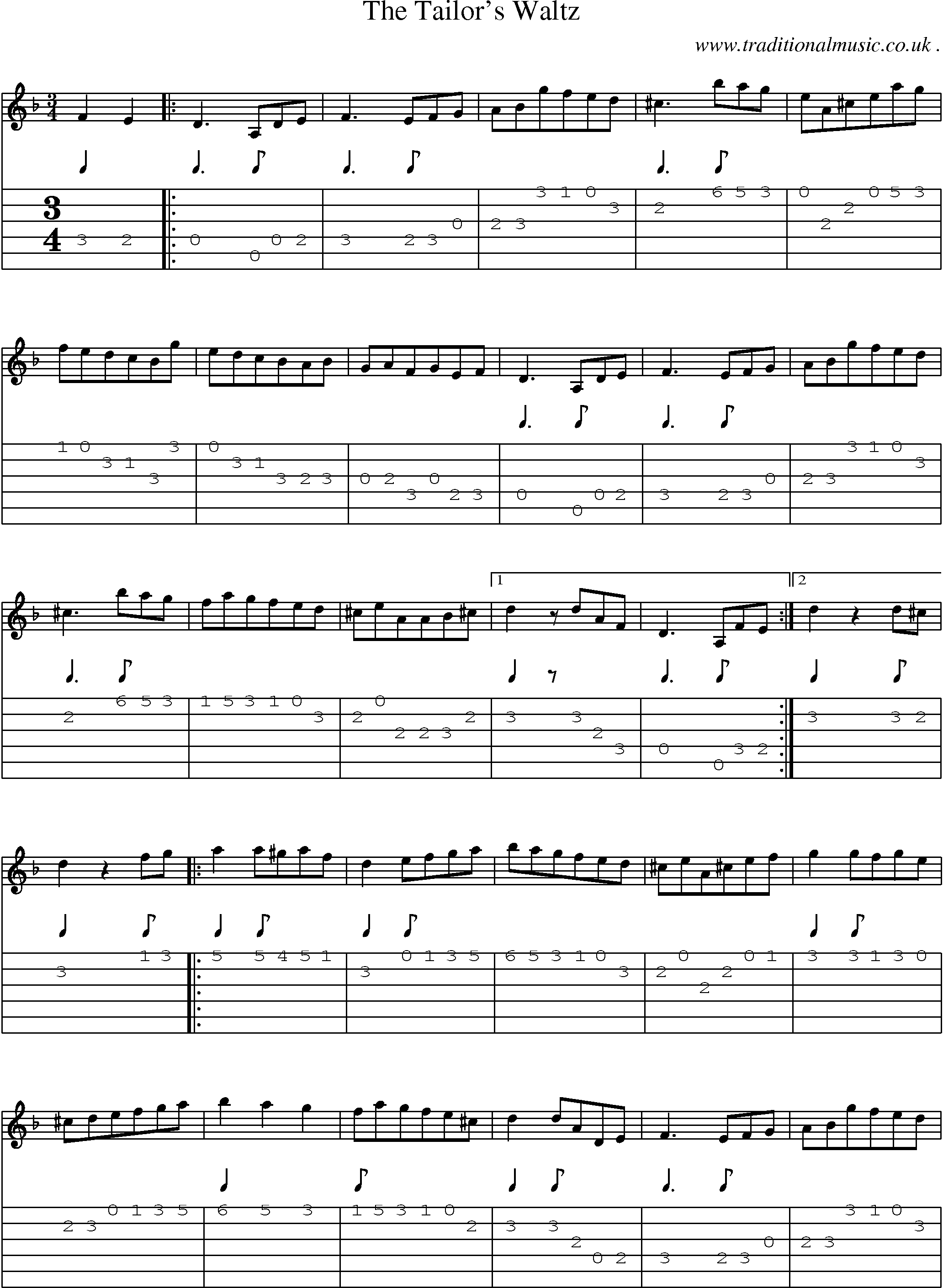 Sheet-Music and Guitar Tabs for The Tailors Waltz
