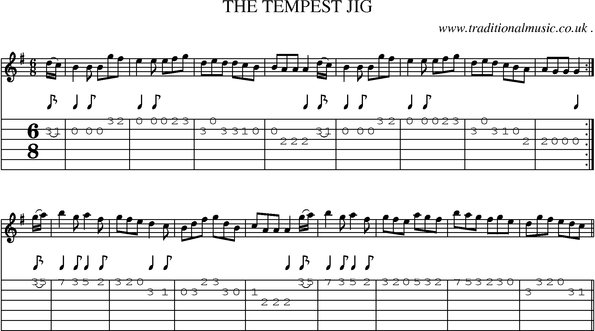 Sheet-Music and Guitar Tabs for The Tempest Jig