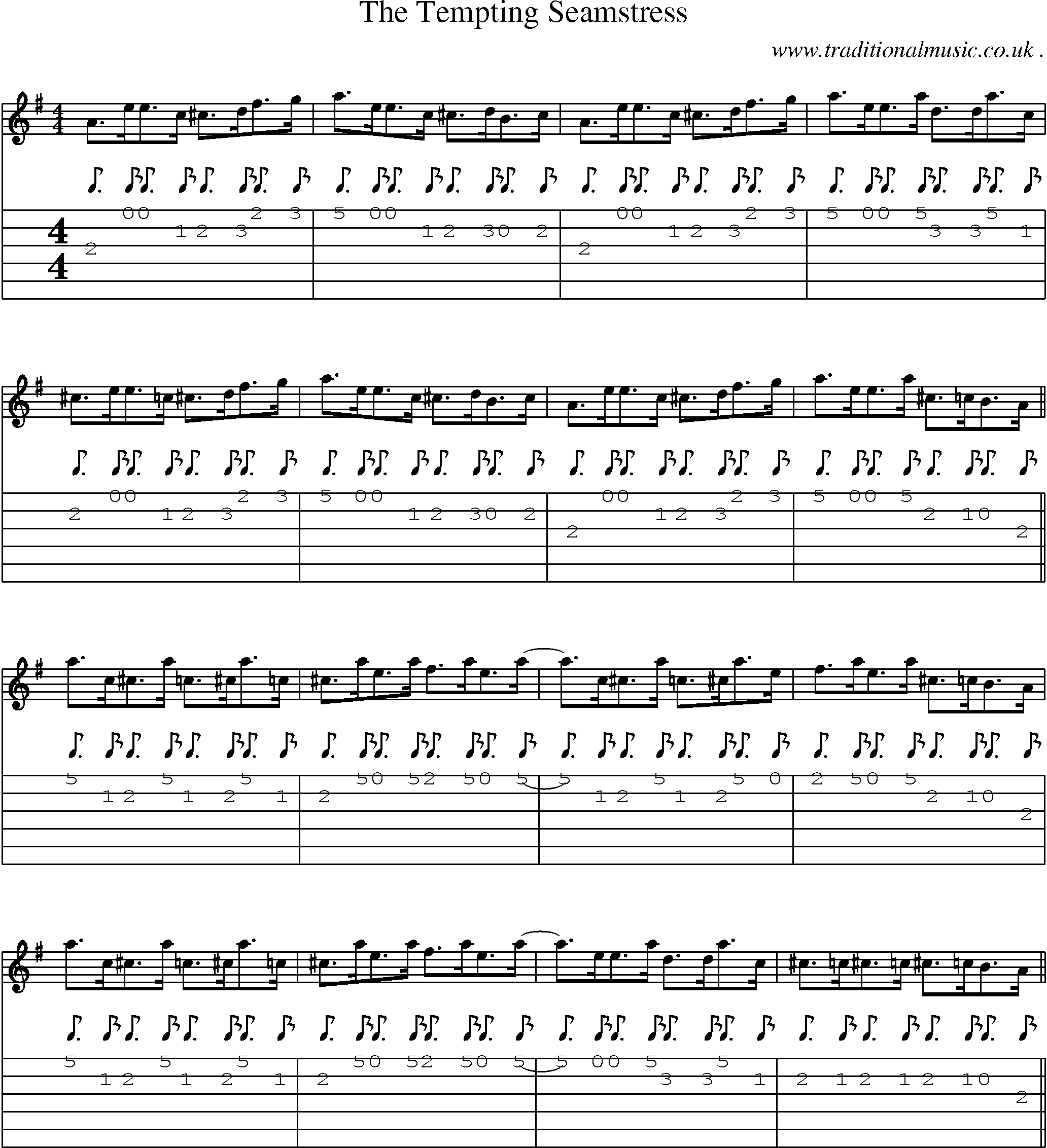 Sheet-Music and Guitar Tabs for The Tempting Seamstress