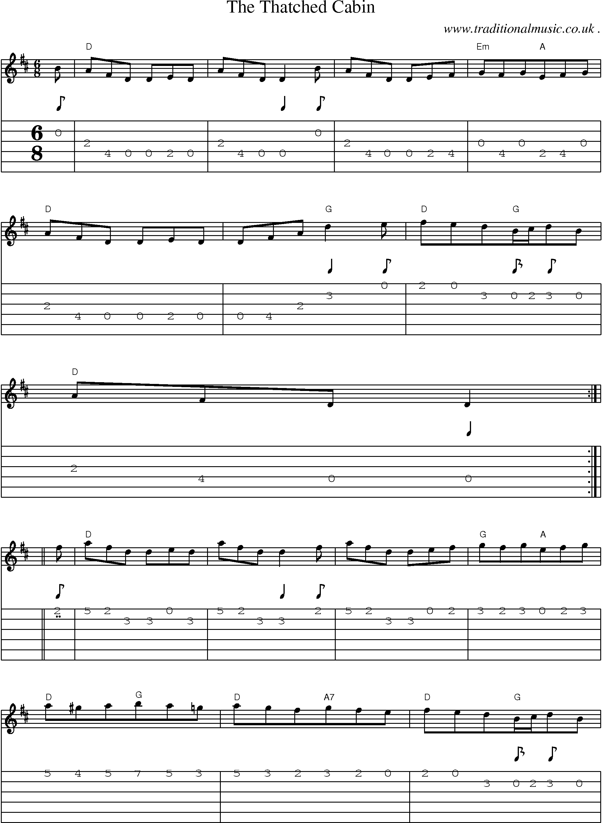 Sheet-Music and Guitar Tabs for The Thatched Cabin