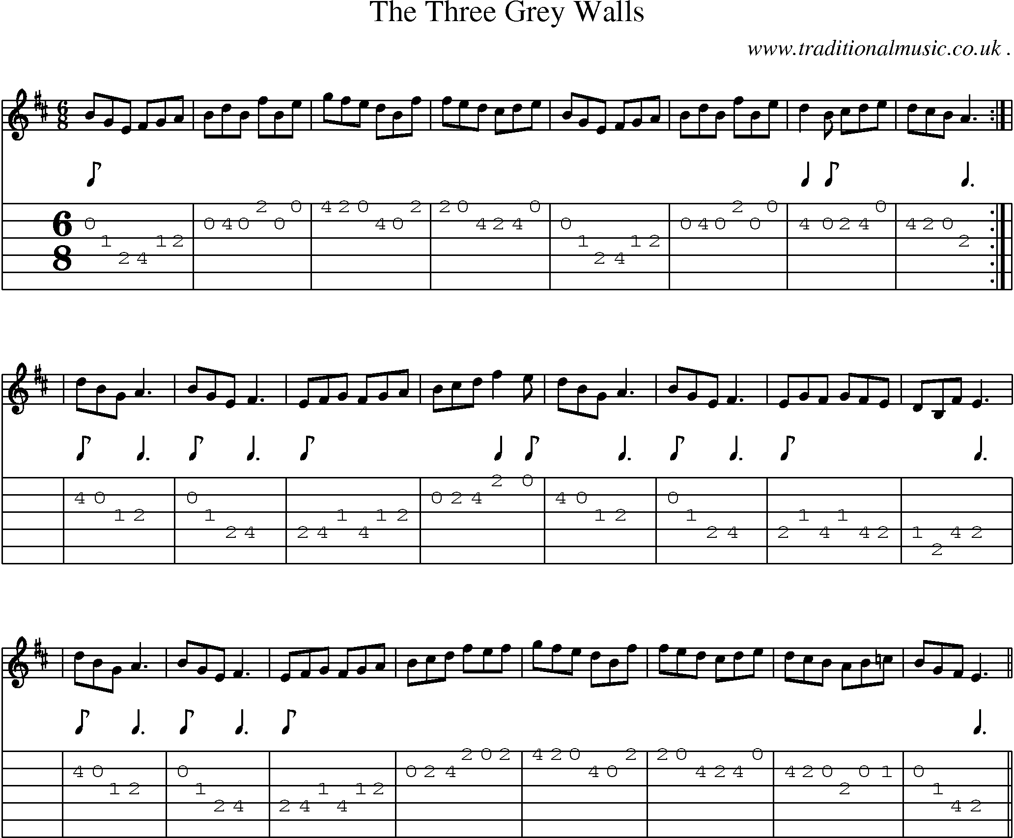 Sheet-Music and Guitar Tabs for The Three Grey Walls