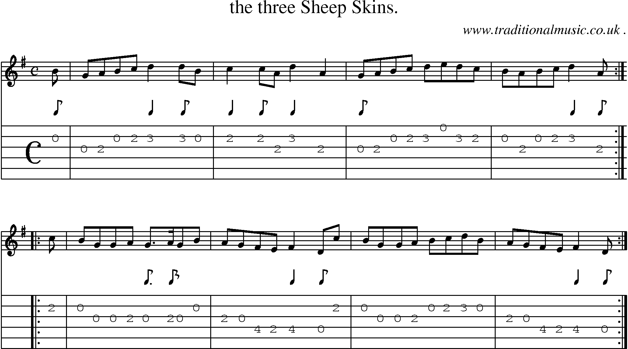 Sheet-Music and Guitar Tabs for The Three Sheep Skins