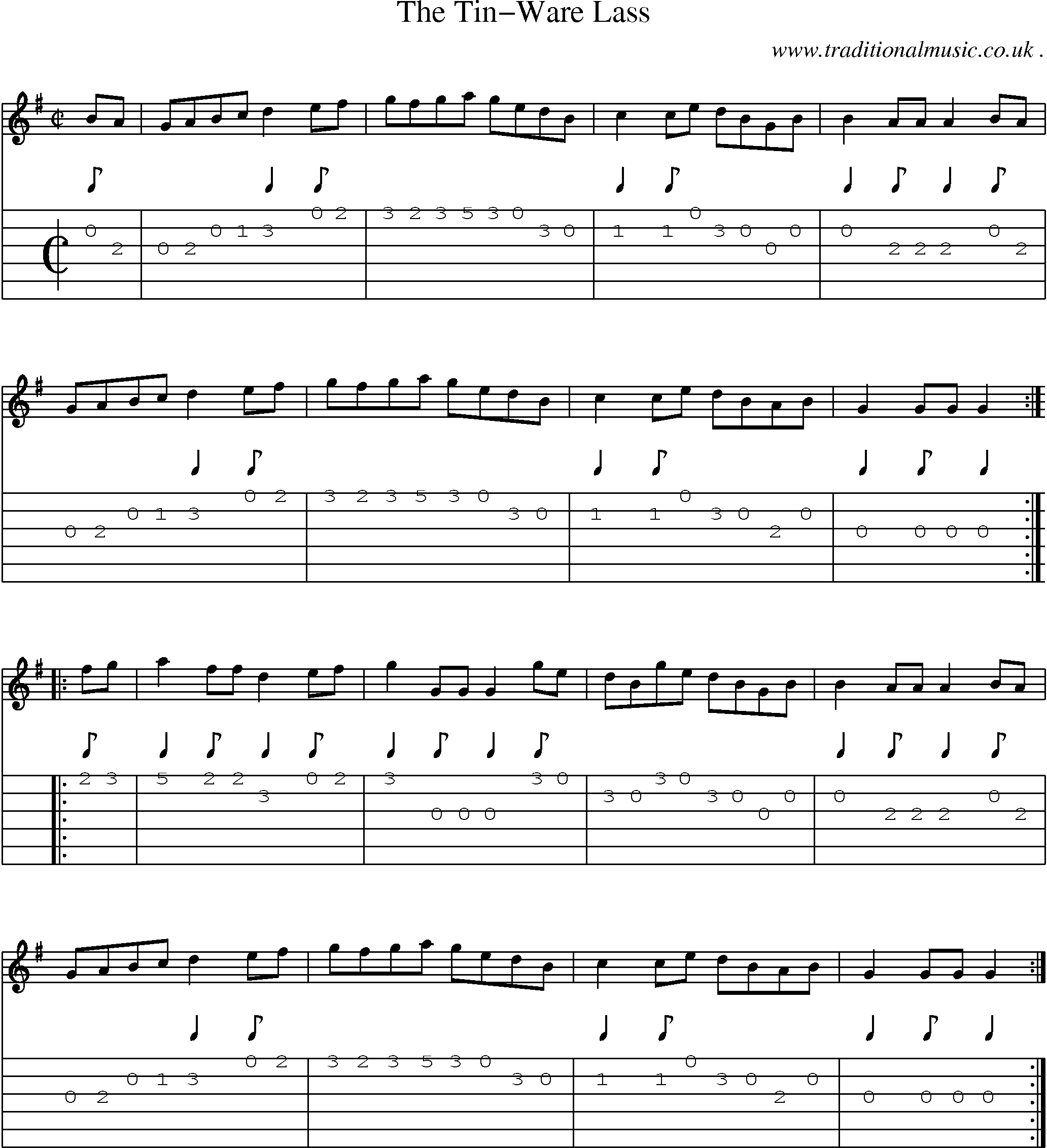 Sheet-Music and Guitar Tabs for The Tin-ware Lass