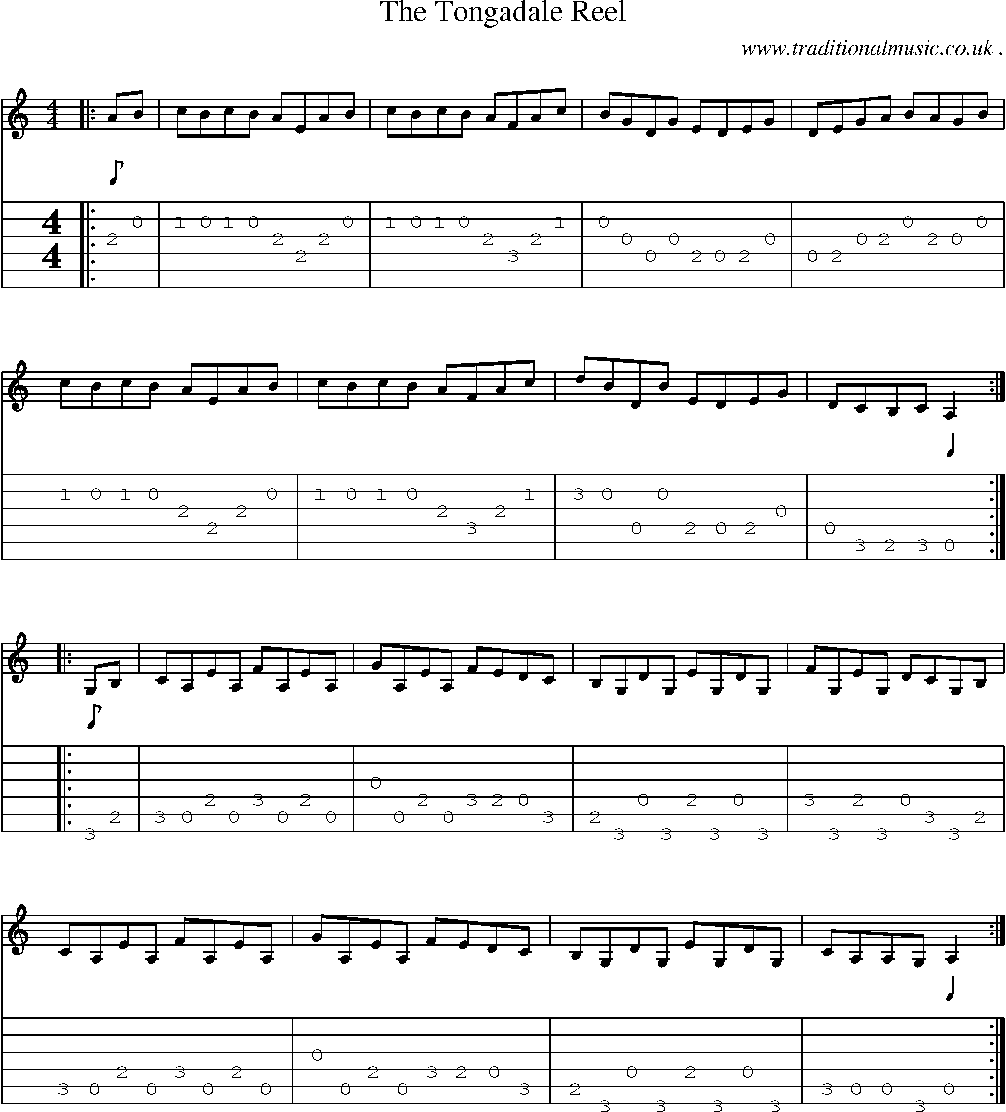 Sheet-Music and Guitar Tabs for The Tongadale Reel