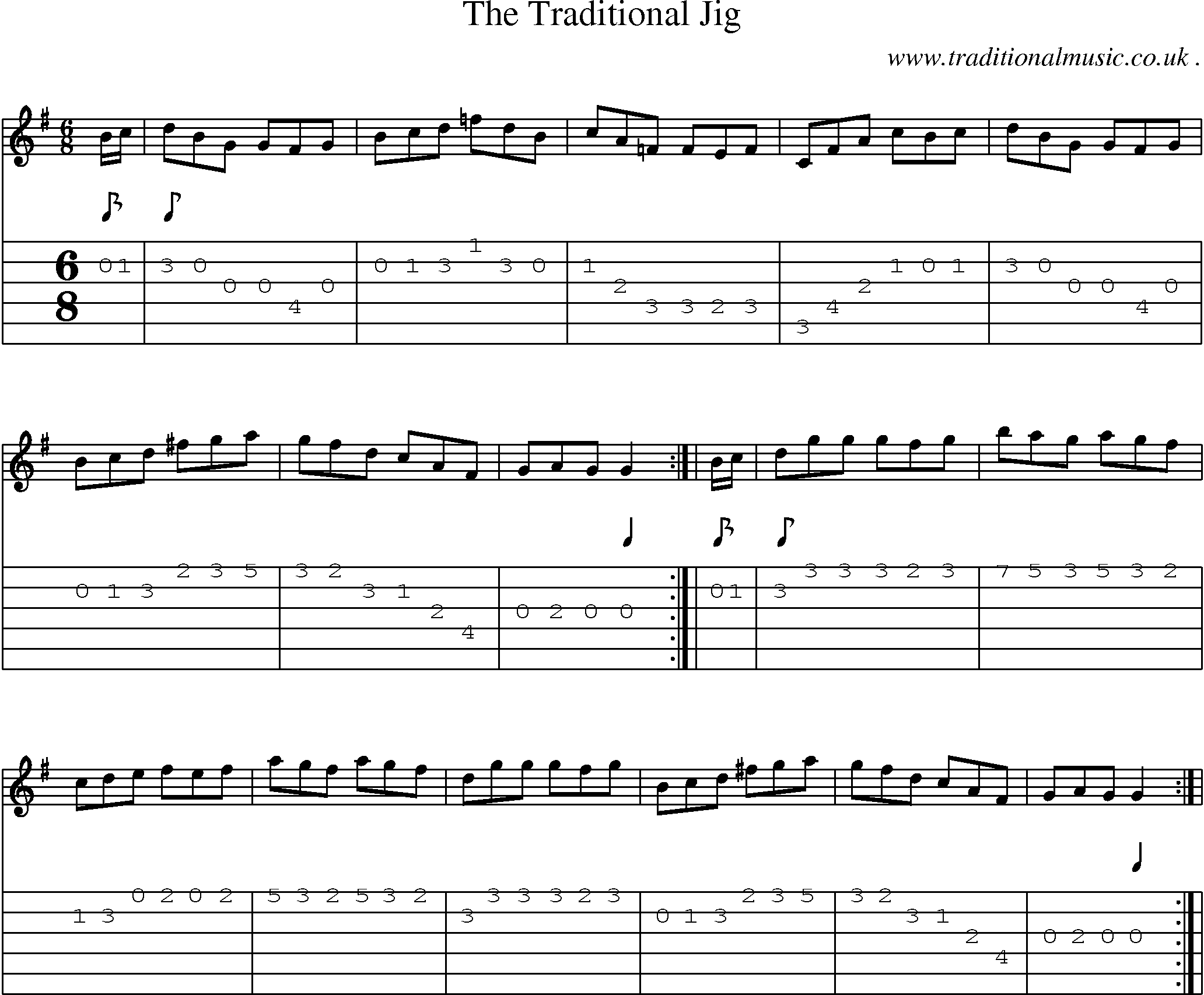 Sheet-Music and Guitar Tabs for The Traditional Jig