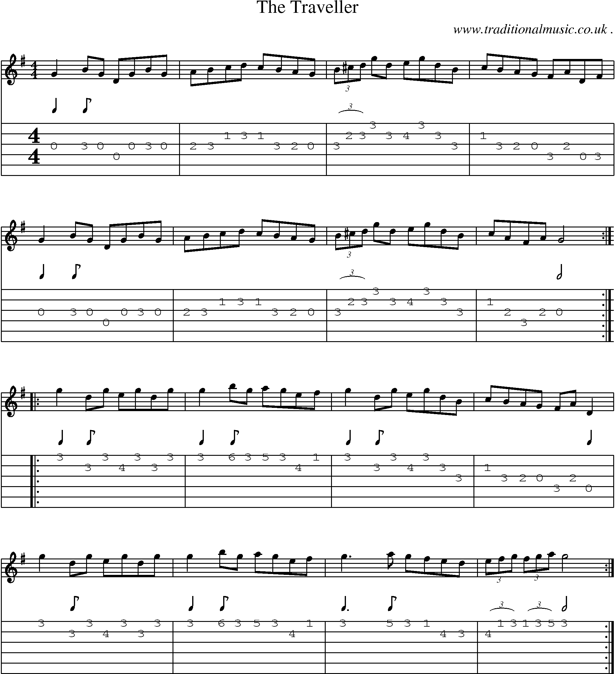 Sheet-Music and Guitar Tabs for The Traveller