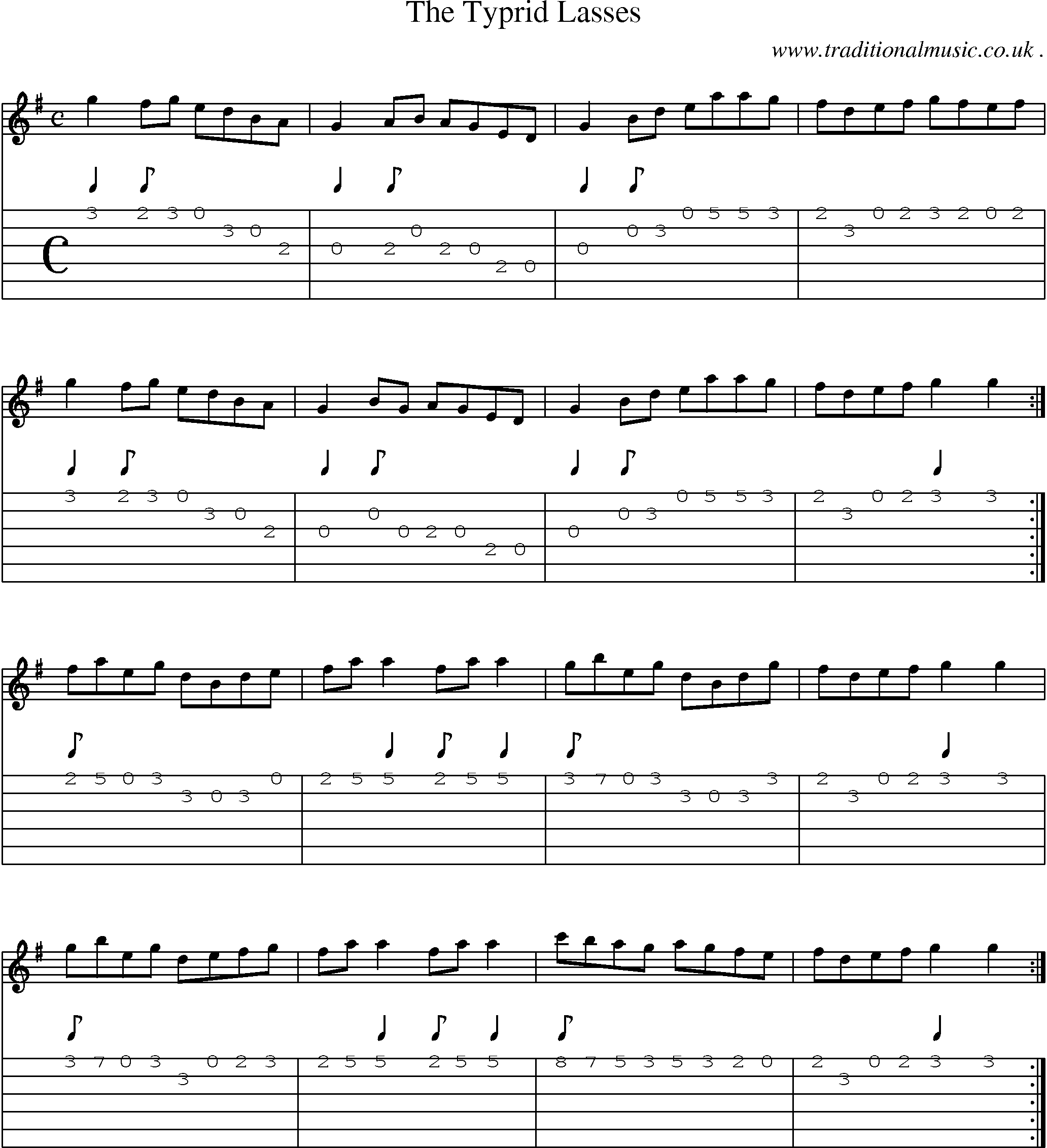 Sheet-Music and Guitar Tabs for The Typrid Lasses