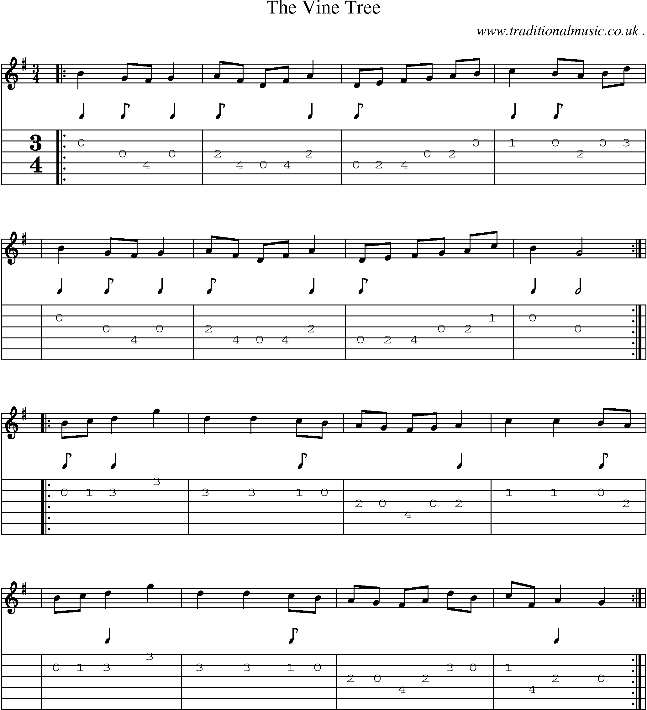 Sheet-Music and Guitar Tabs for The Vine Tree
