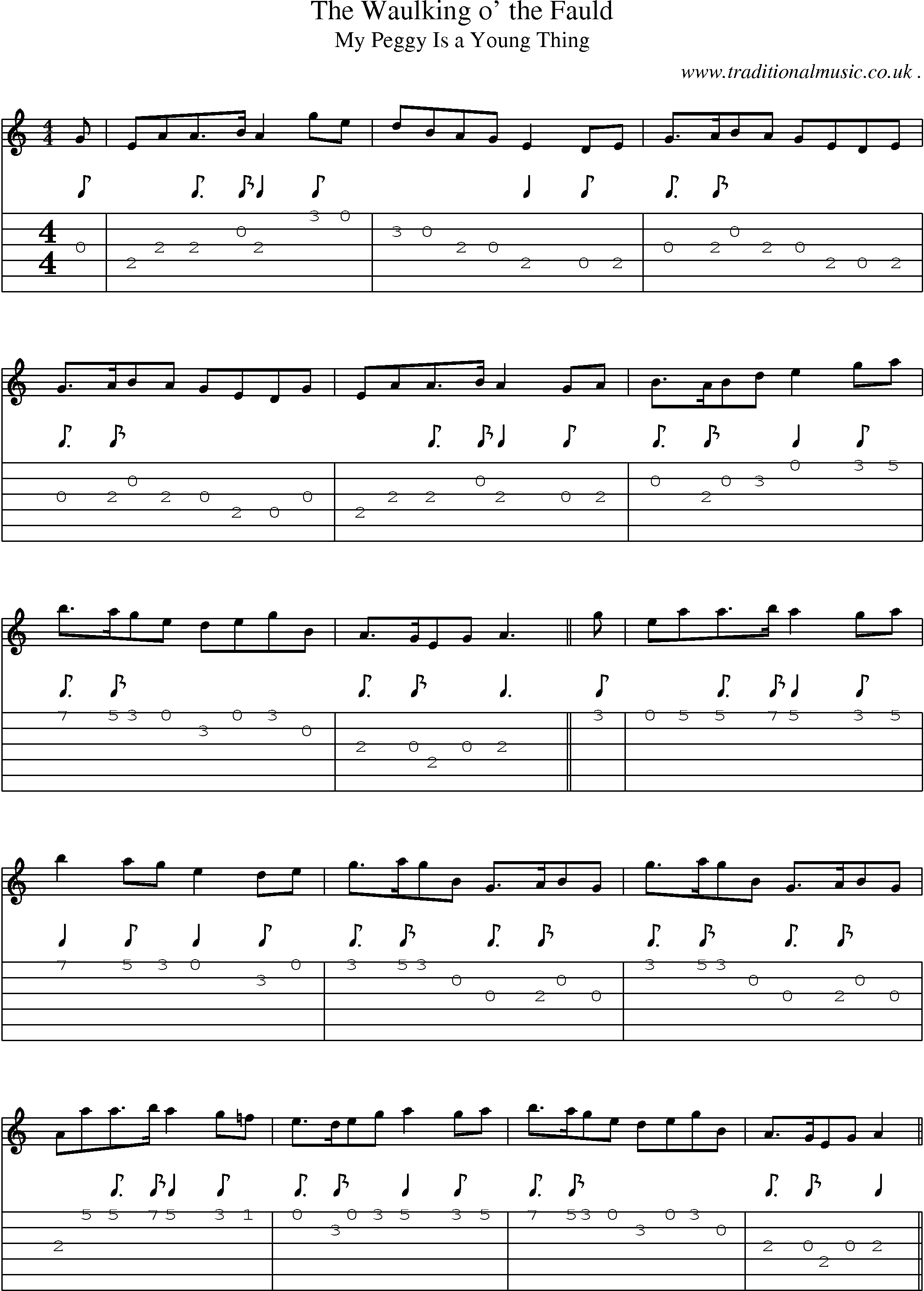 Sheet-Music and Guitar Tabs for The Waulking O The Fauld