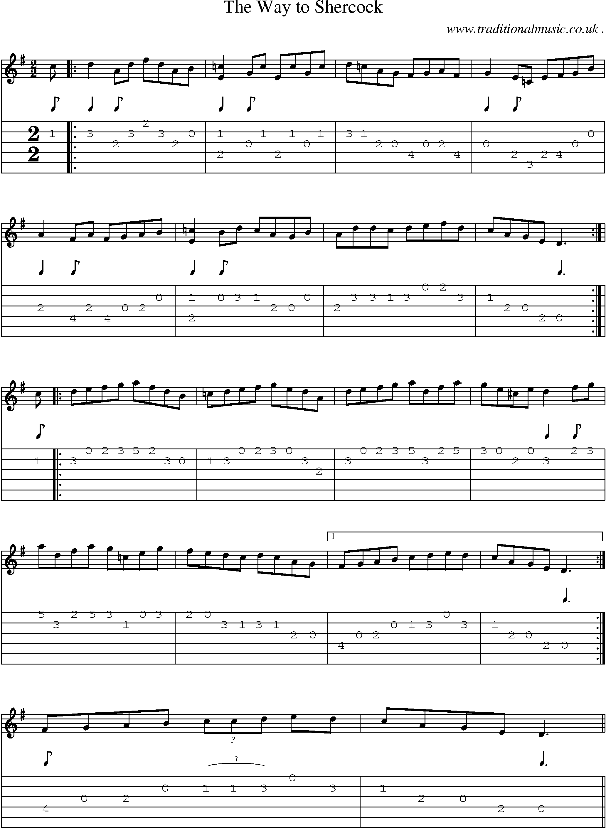 Sheet-Music and Guitar Tabs for The Way To Shercock