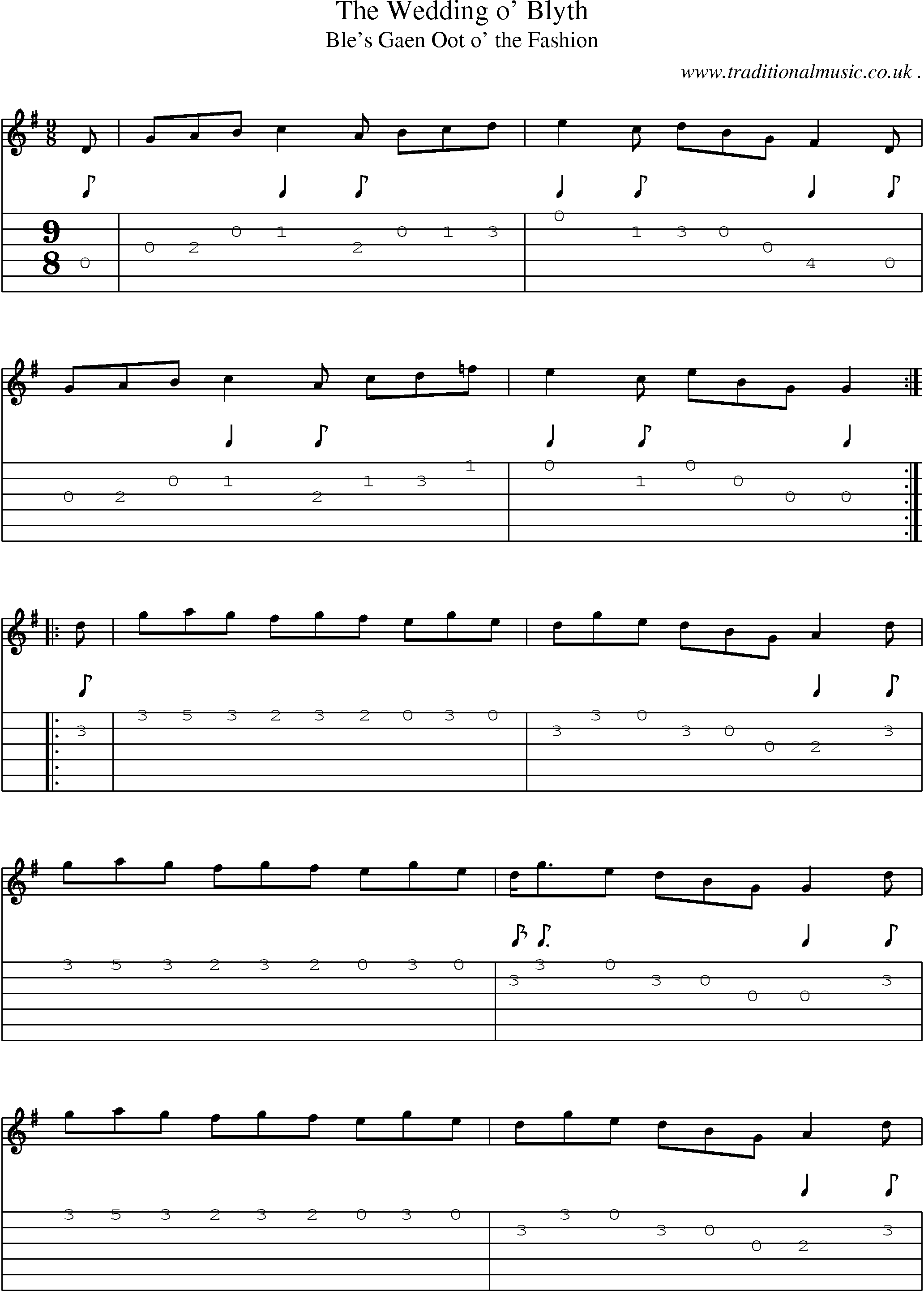 Sheet-Music and Guitar Tabs for The Wedding O Blyth