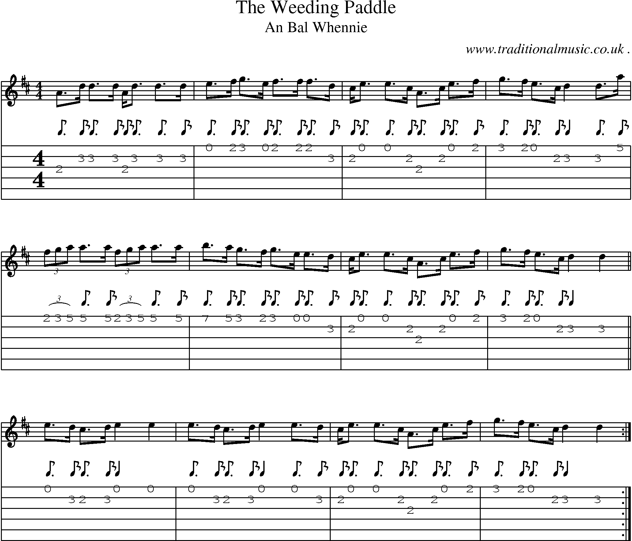 Sheet-Music and Guitar Tabs for The Weeding Paddle
