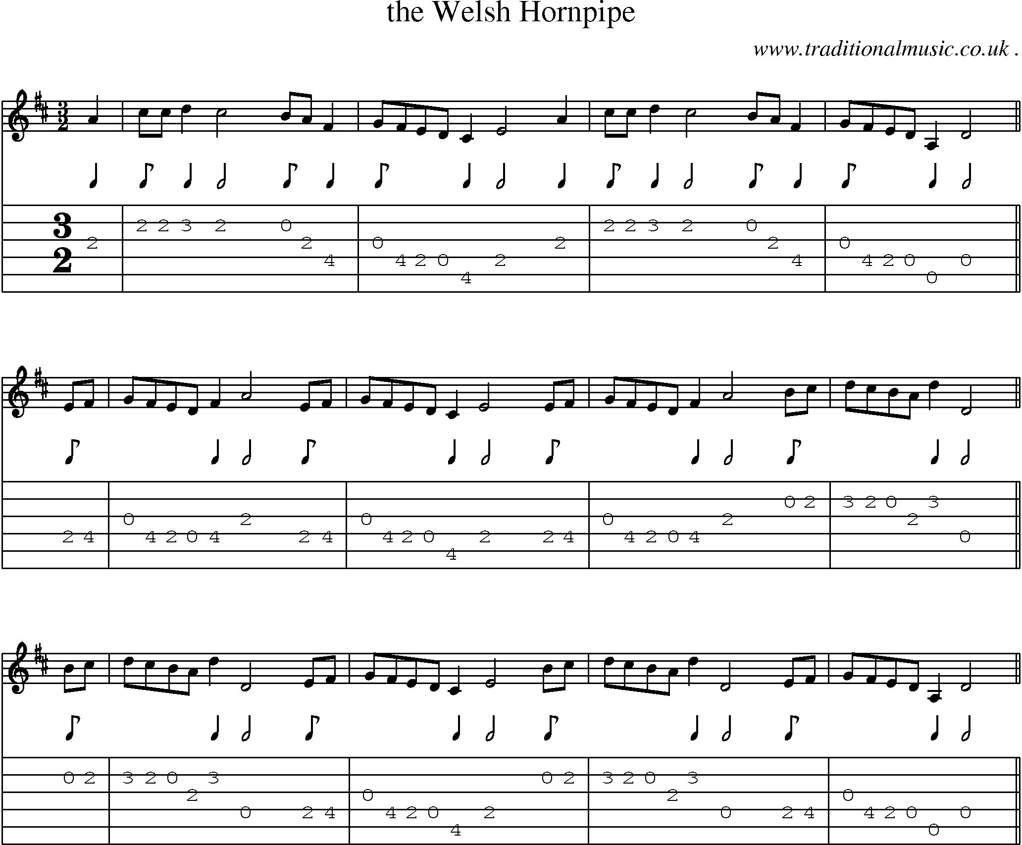 Sheet-Music and Guitar Tabs for The Welsh Hornpipe