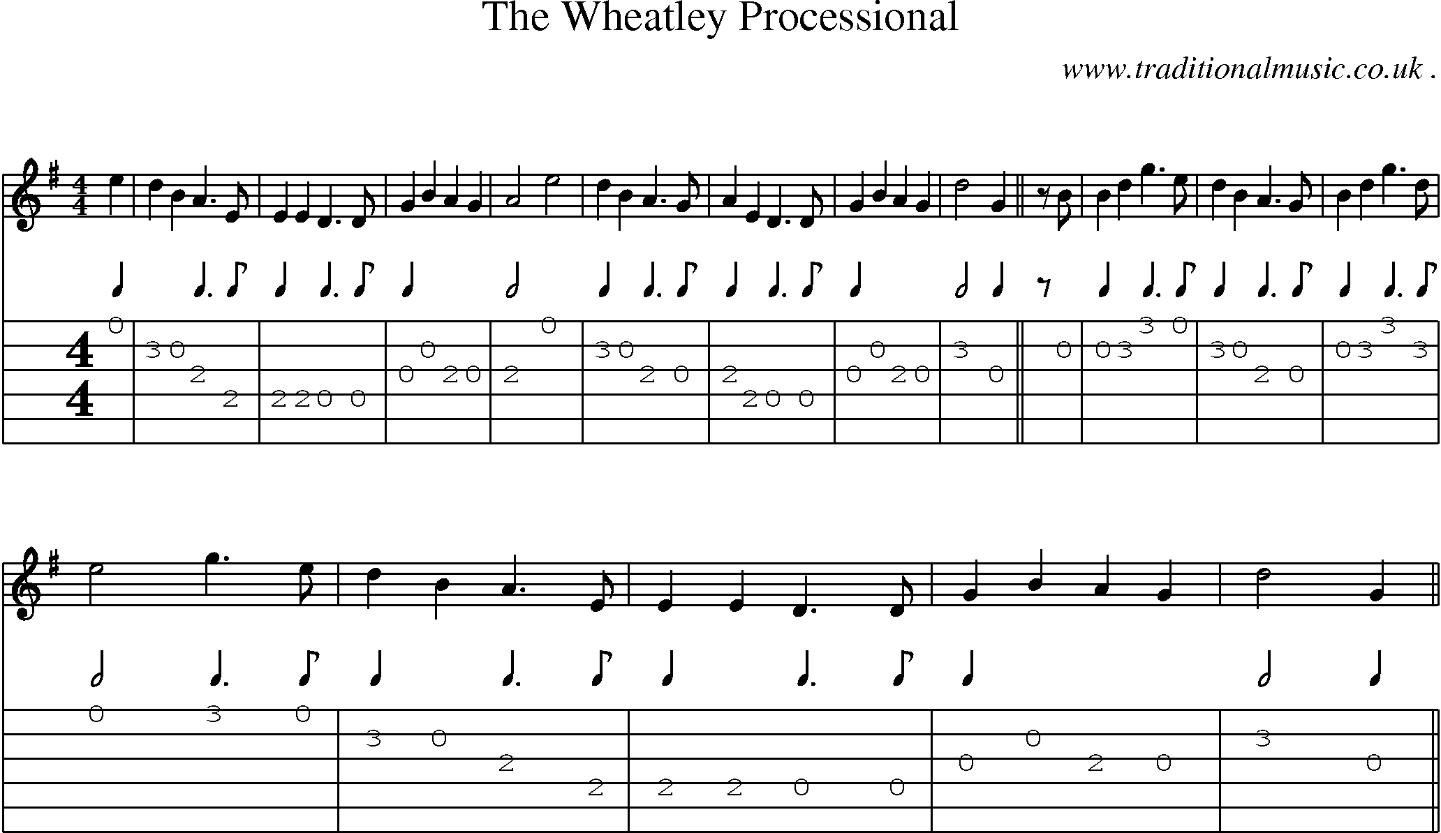 Sheet-Music and Guitar Tabs for The Wheatley Processional