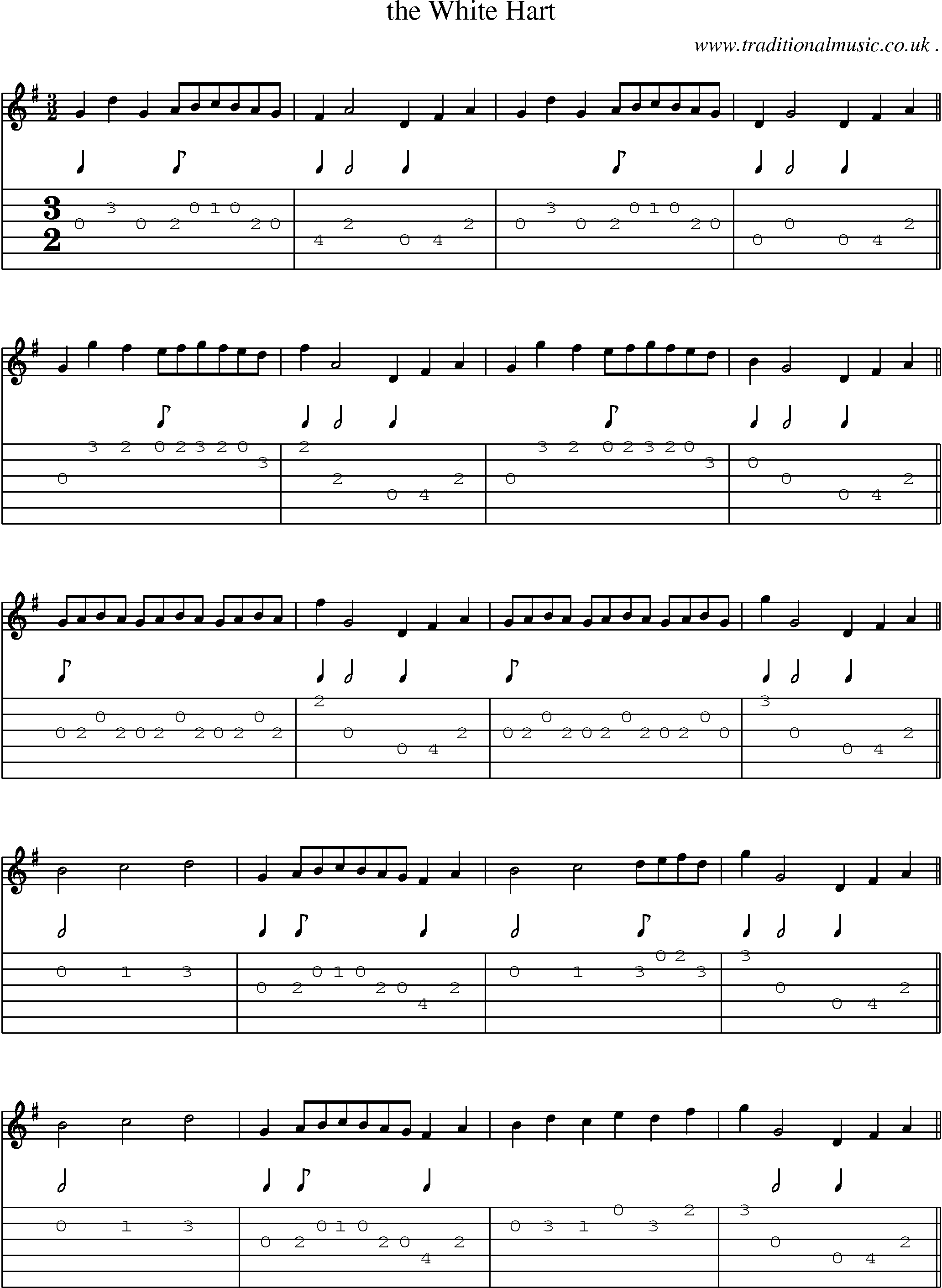 Sheet-Music and Guitar Tabs for The White Hart