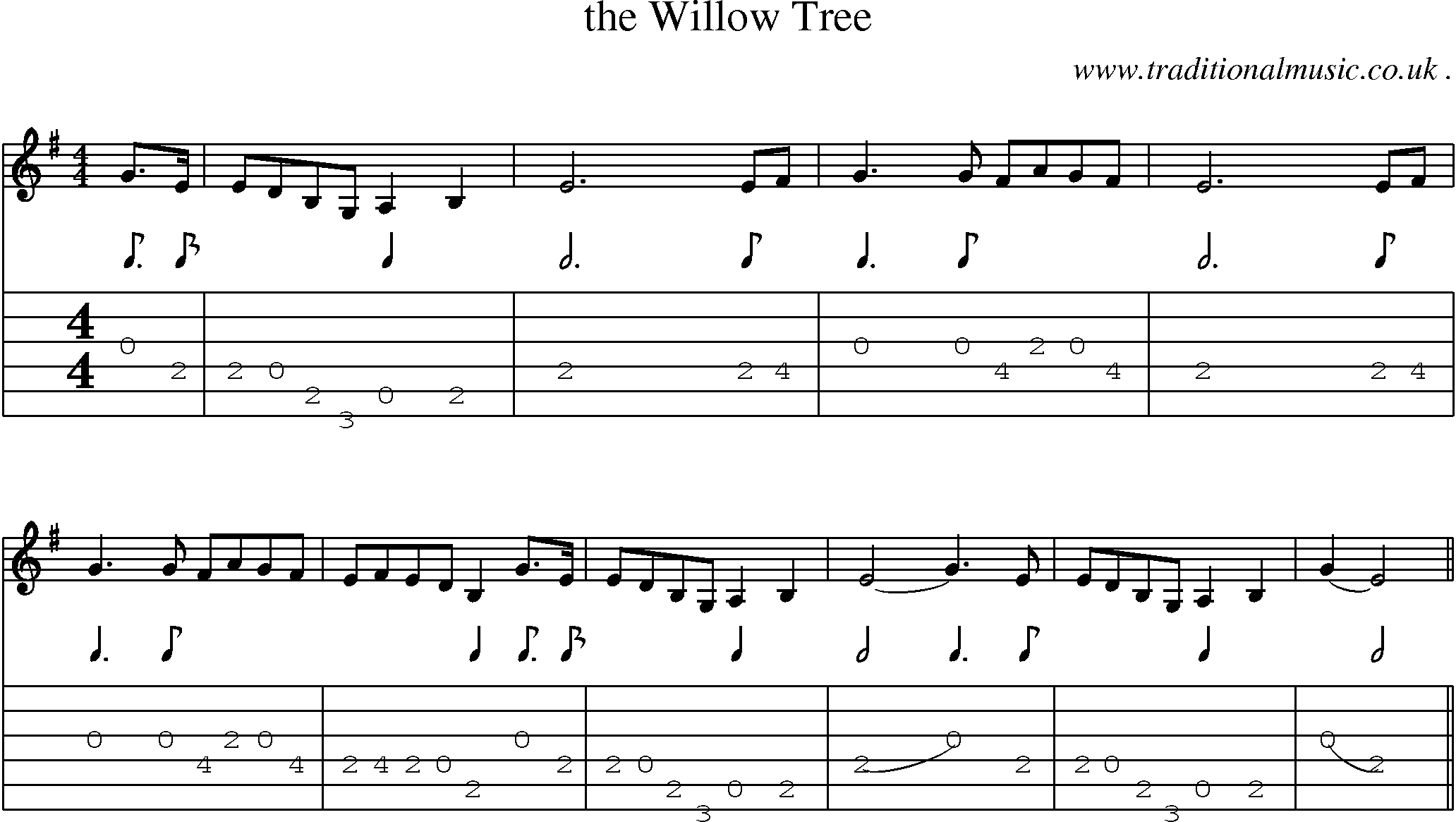 Sheet-Music and Guitar Tabs for The Willow Tree