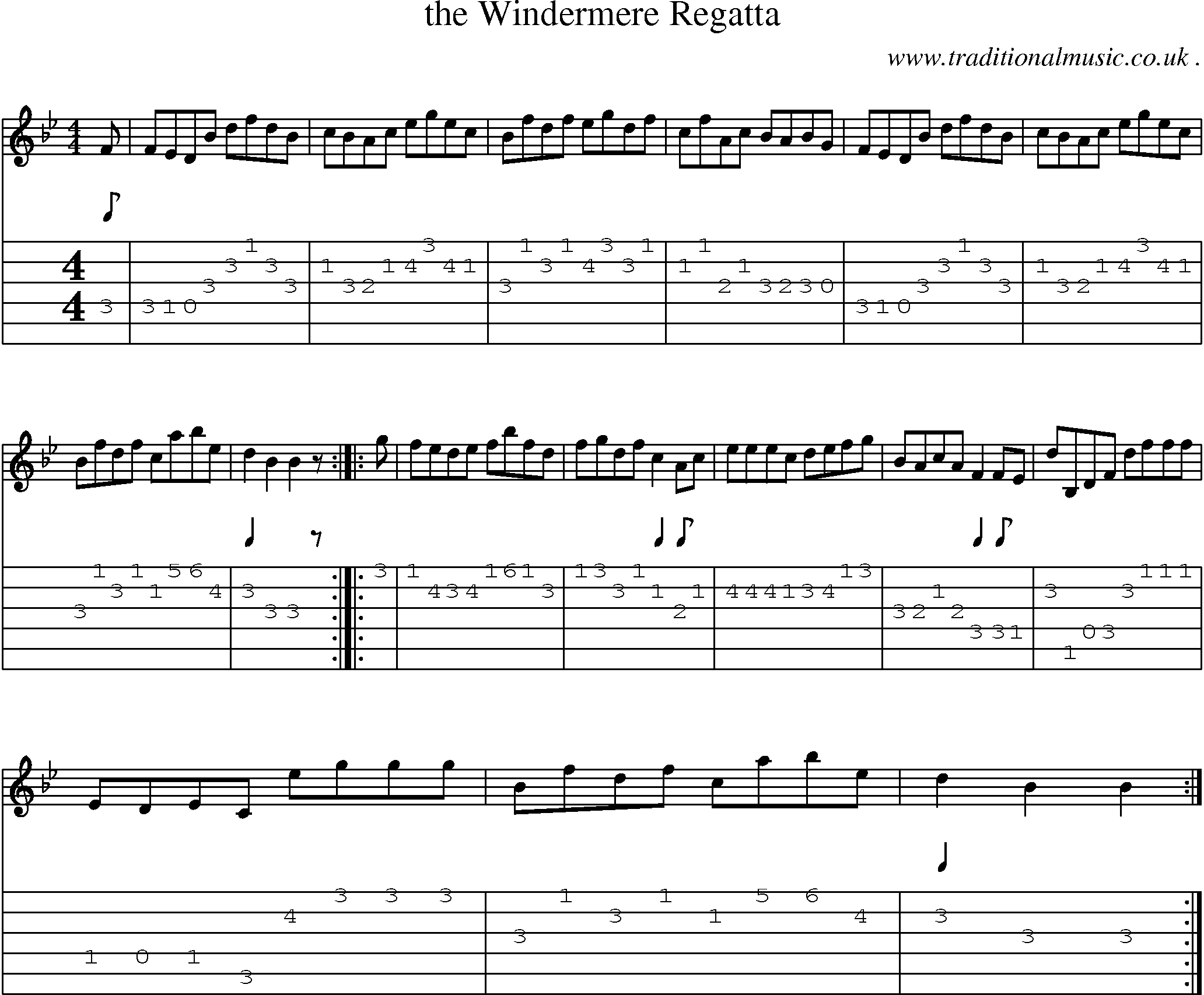 Sheet-Music and Guitar Tabs for The Windermere Regatta