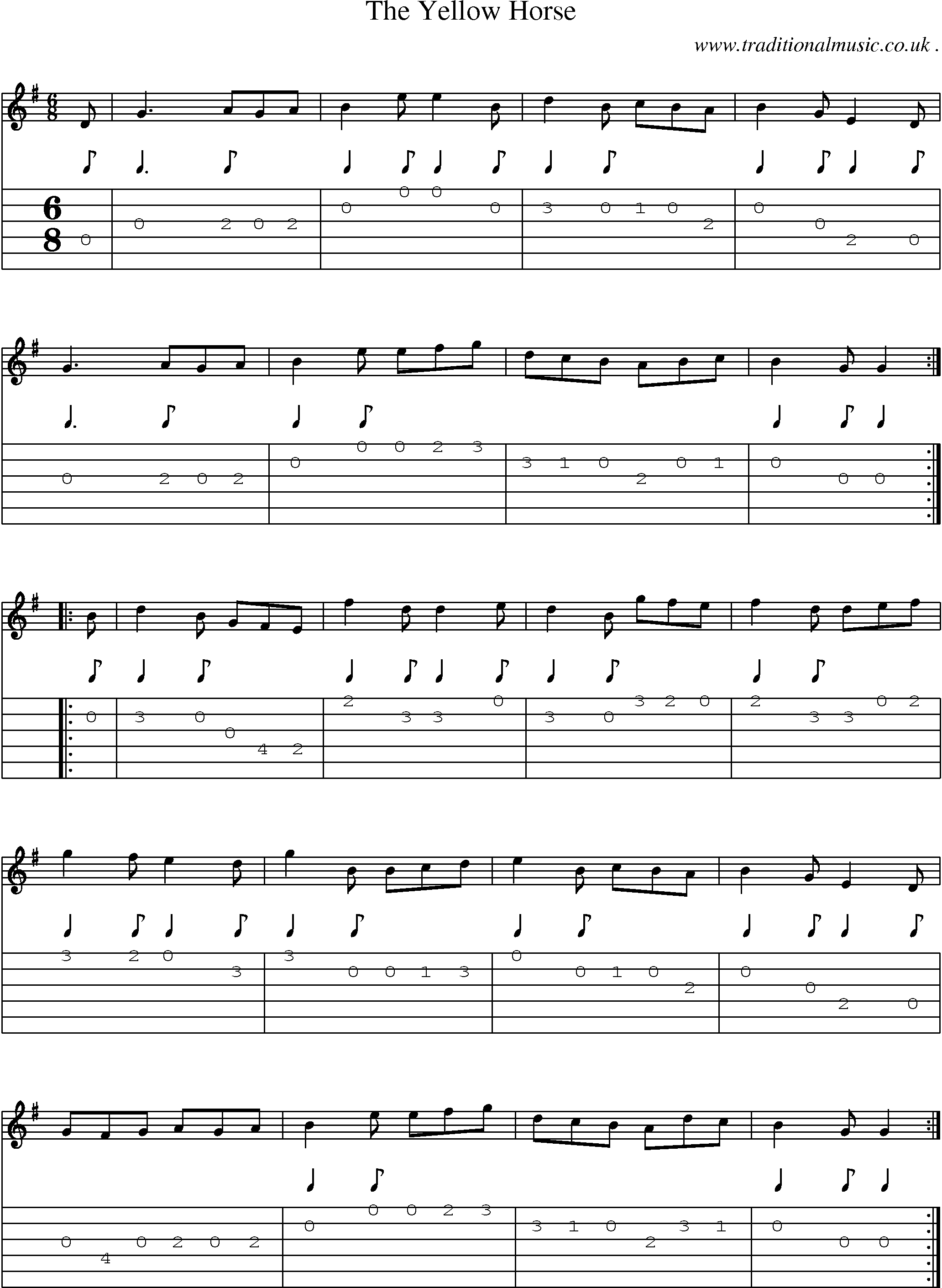 Sheet-Music and Guitar Tabs for The Yellow Horse