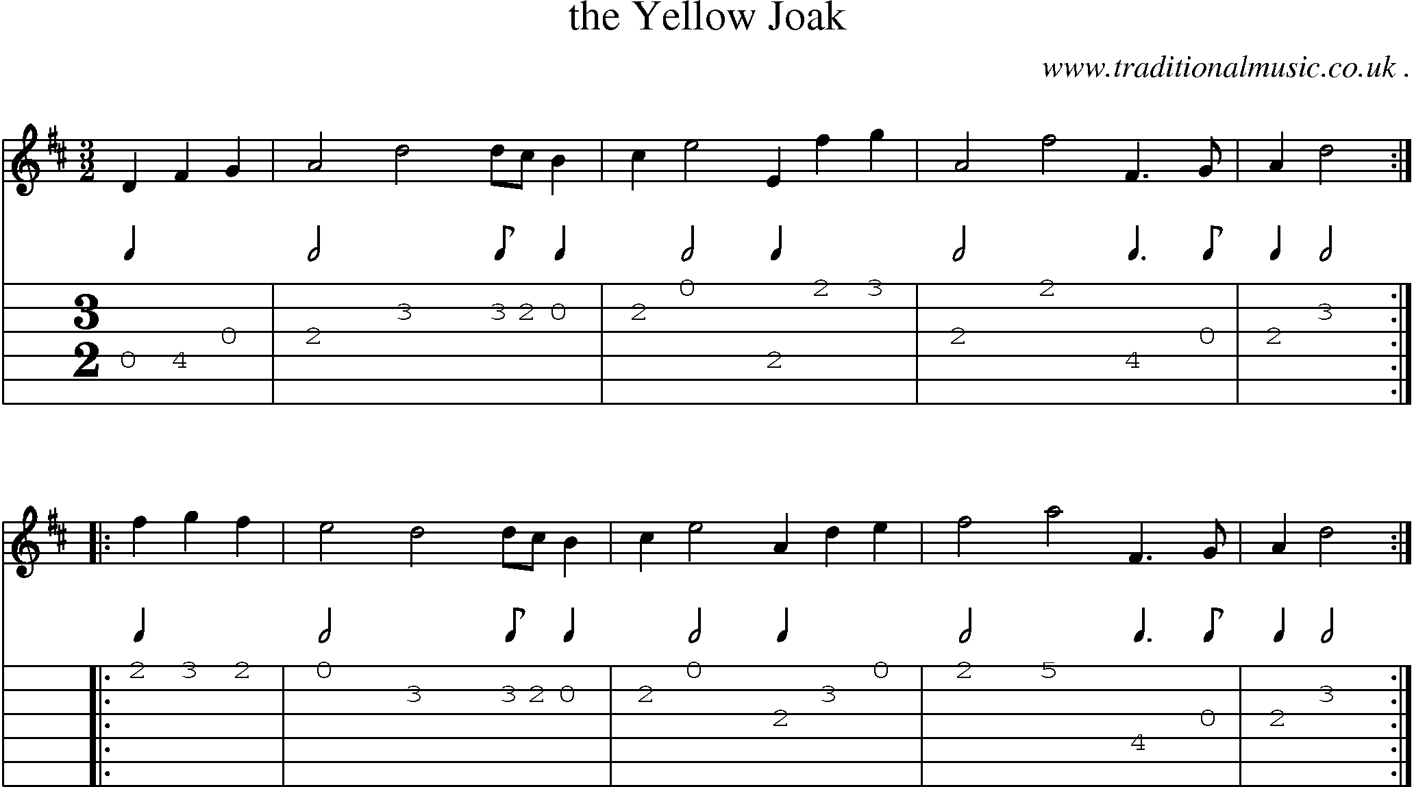 Sheet-Music and Guitar Tabs for The Yellow Joak
