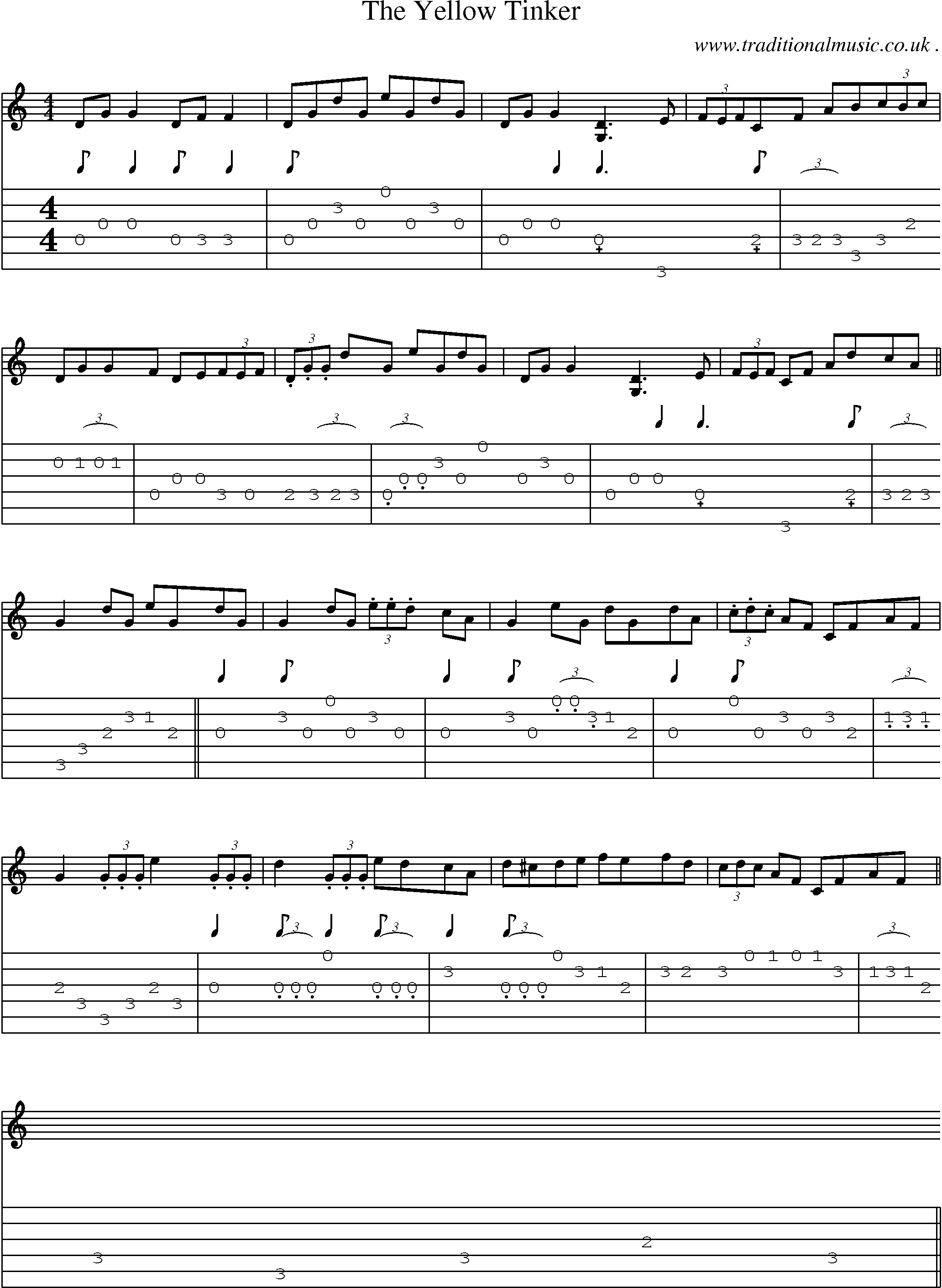 Sheet-Music and Guitar Tabs for The Yellow Tinker