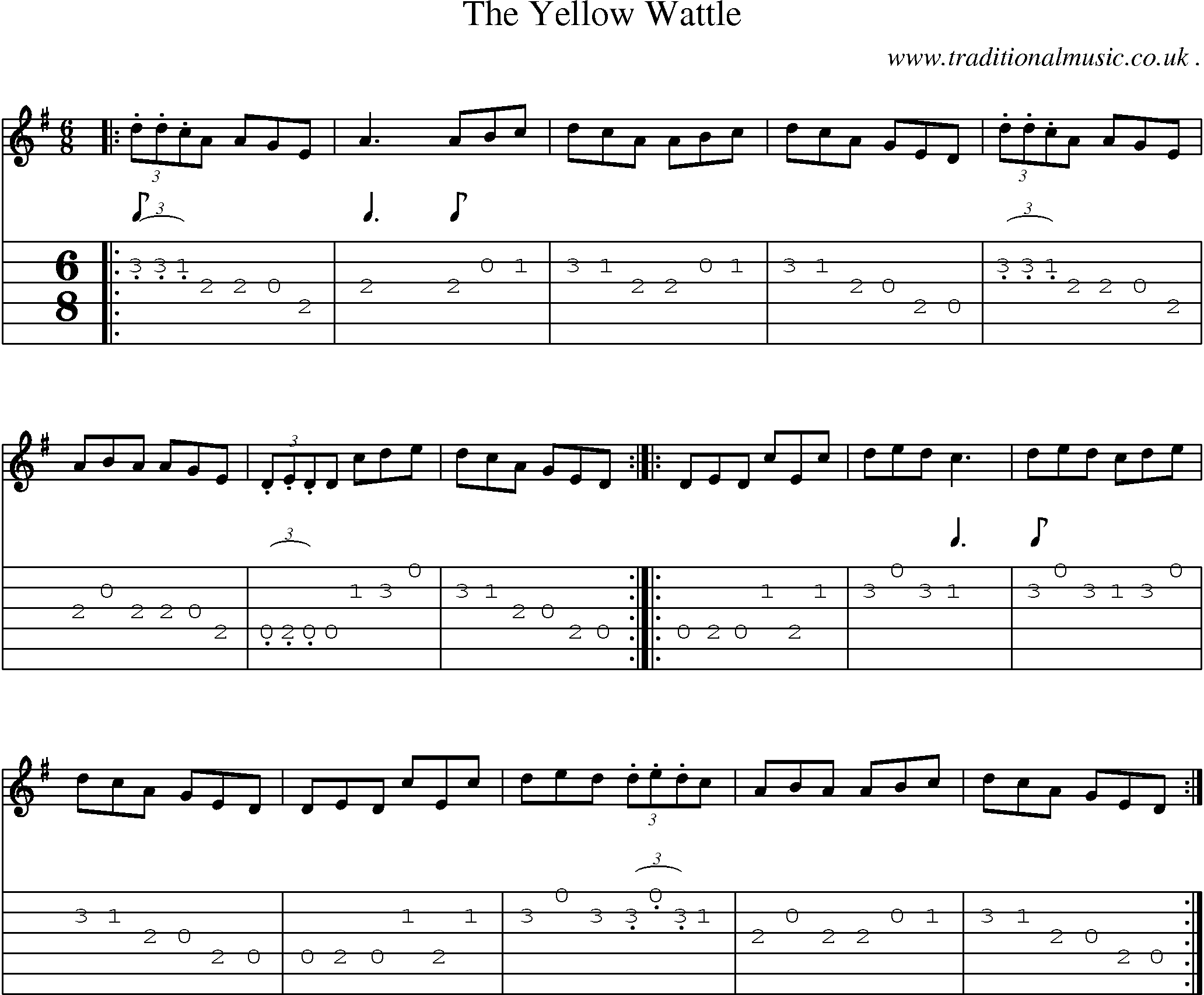 Sheet-Music and Guitar Tabs for The Yellow Wattle