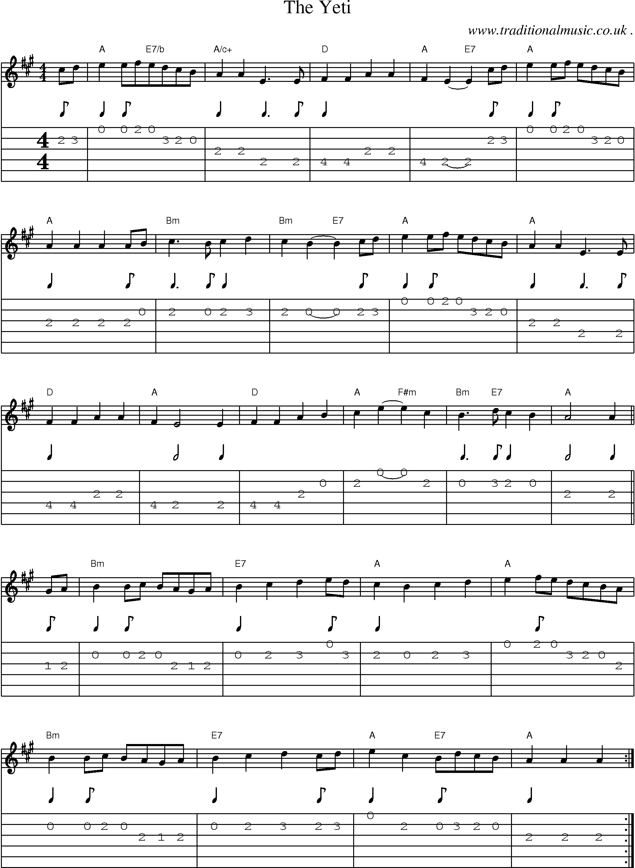 Sheet-Music and Guitar Tabs for The Yeti