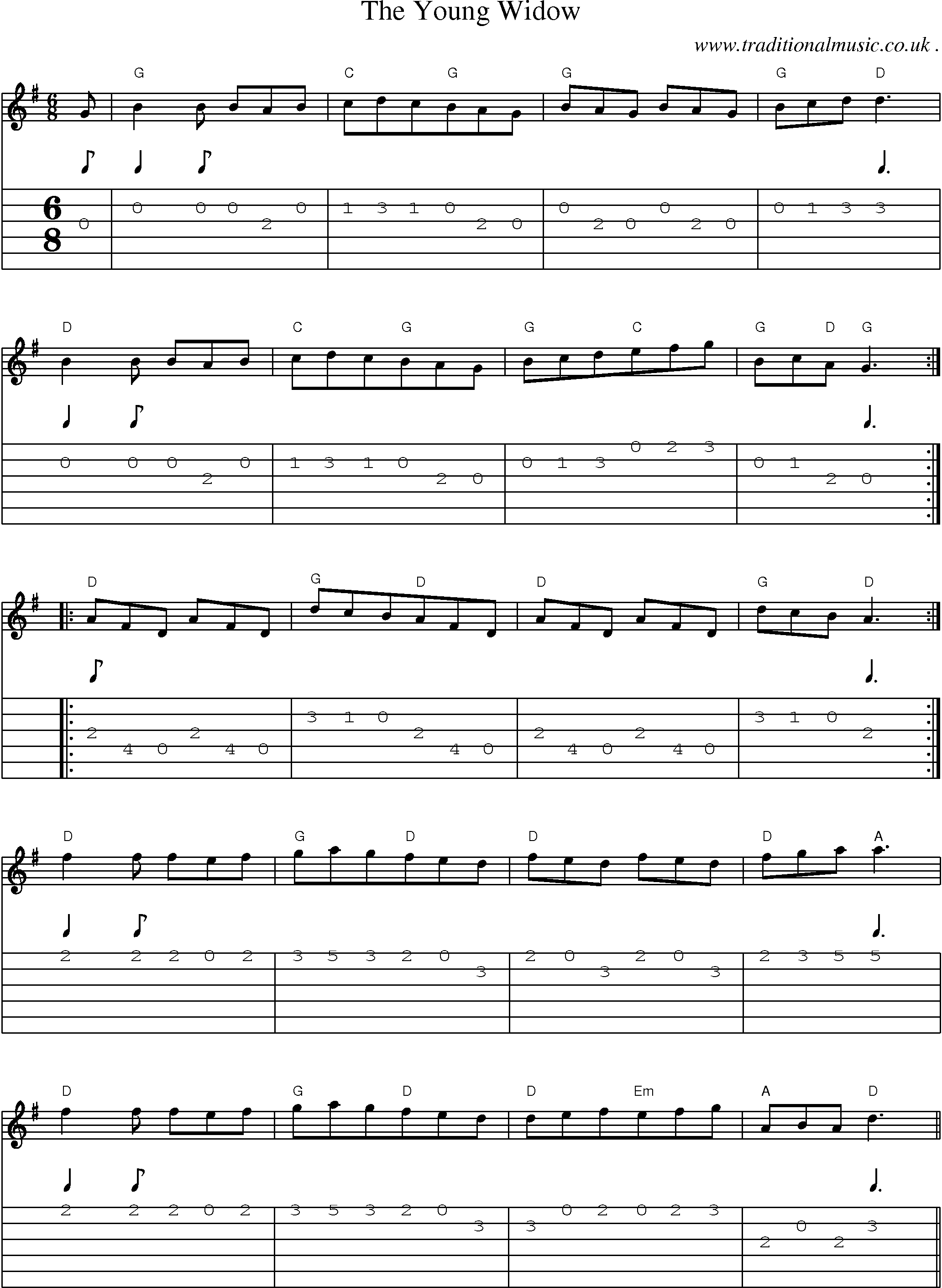 Sheet-Music and Guitar Tabs for The Young Widow