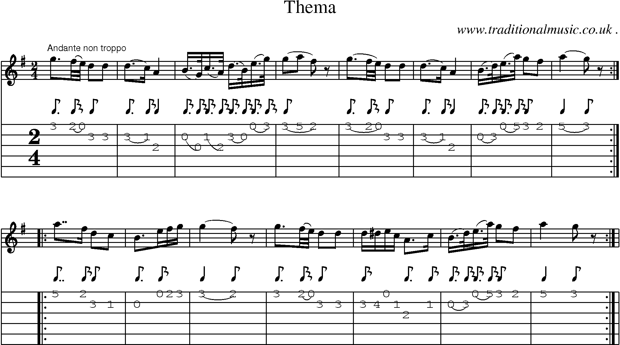 Sheet-Music and Guitar Tabs for Thema