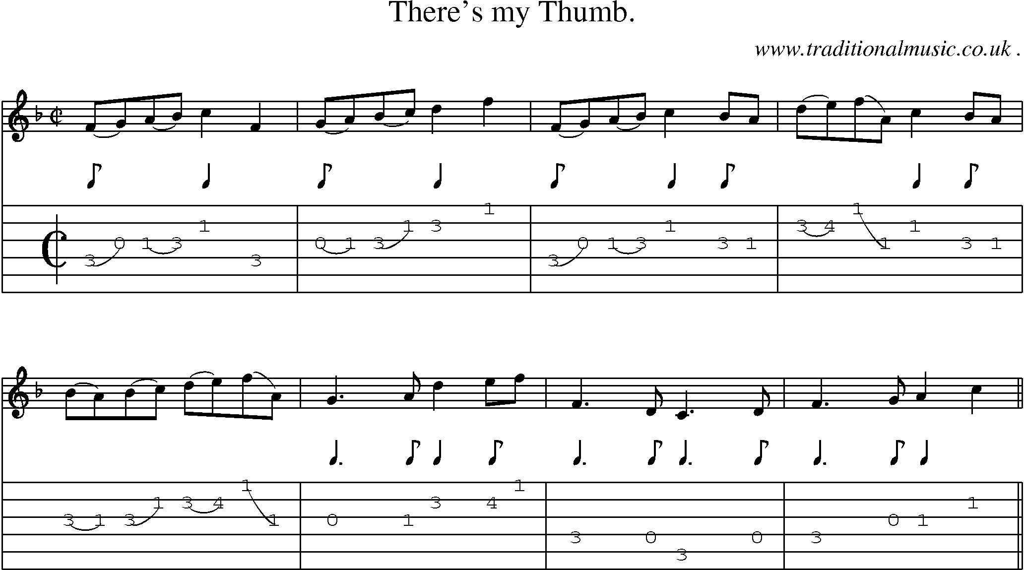 Sheet-Music and Guitar Tabs for Theres My Thumb