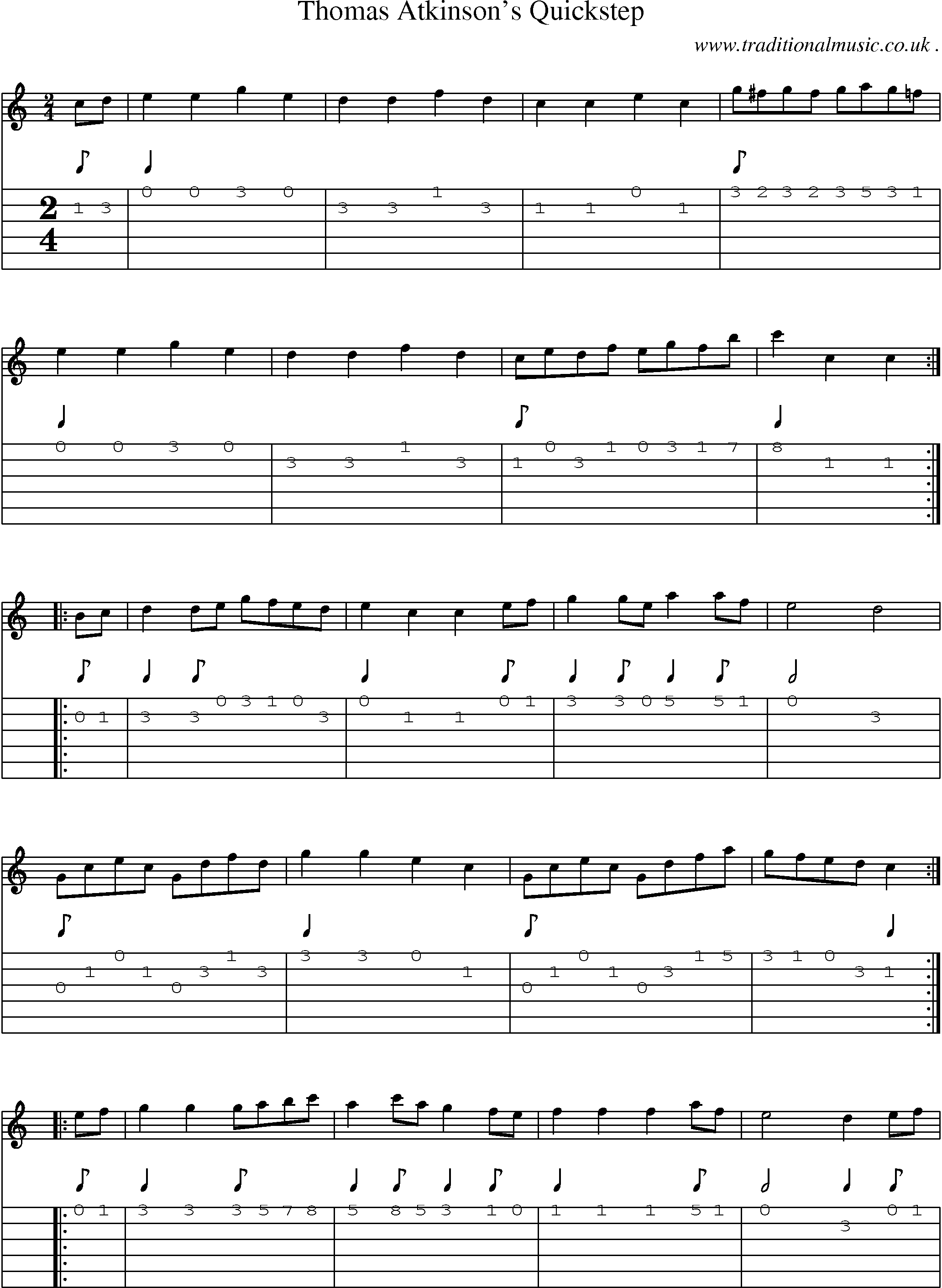 Sheet-Music and Guitar Tabs for Thomas Atkinsons Quickstep
