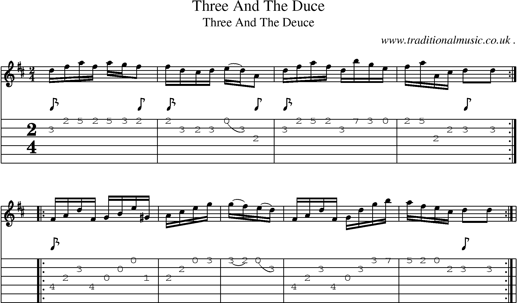 Sheet-Music and Guitar Tabs for Three And The Duce