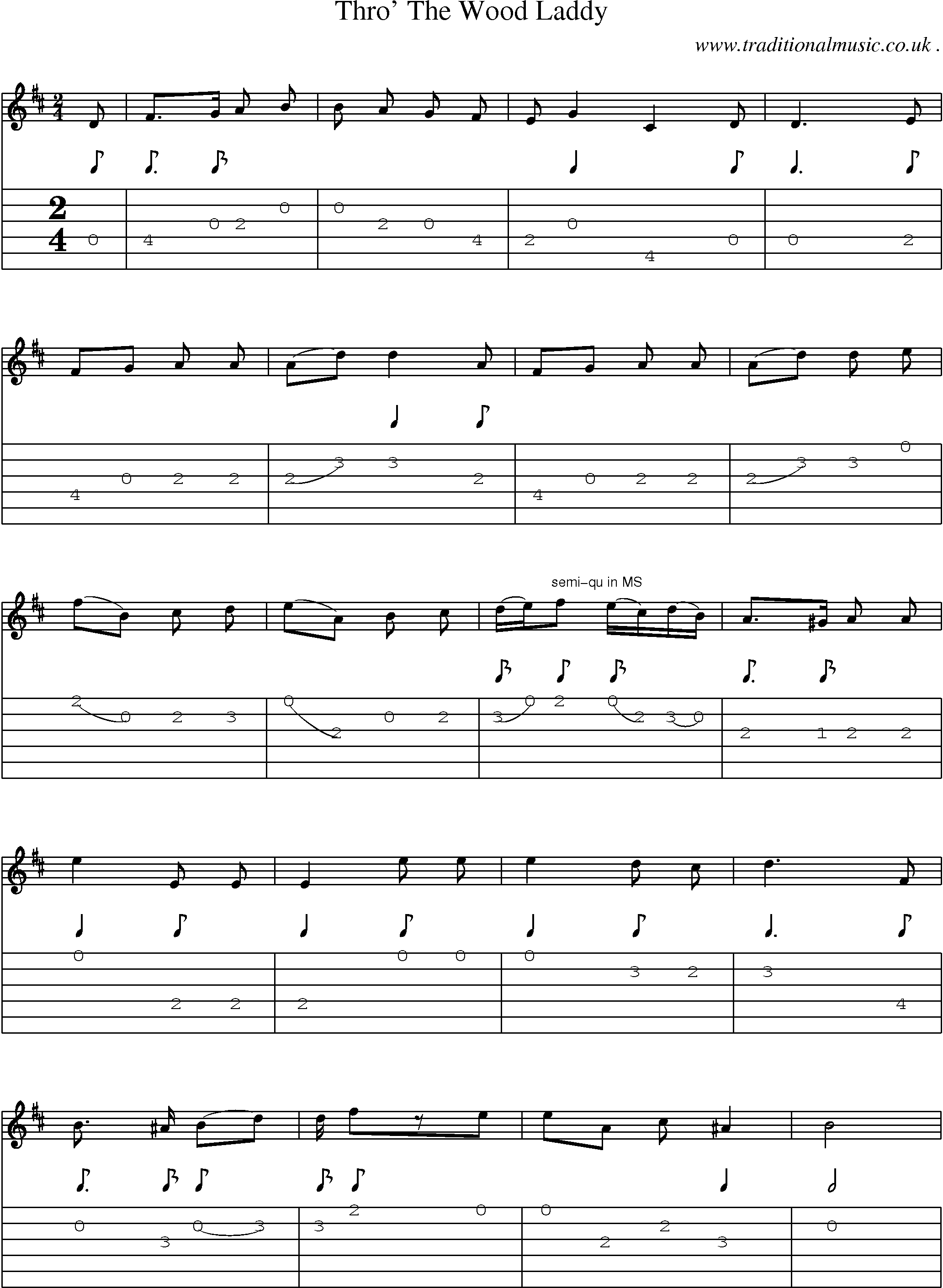 Sheet-Music and Guitar Tabs for Thro The Wood Laddy