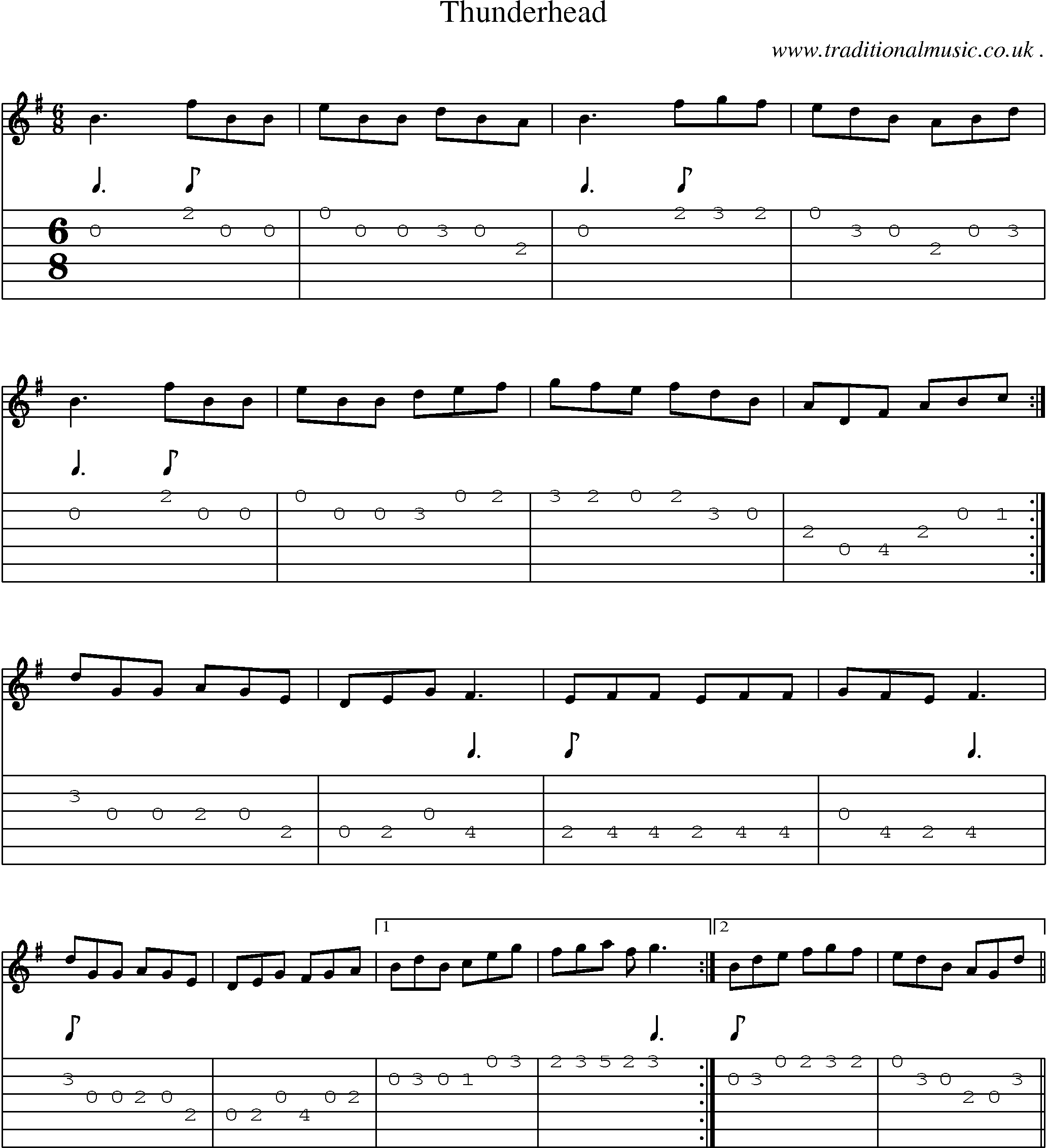 Sheet-Music and Guitar Tabs for Thunderhead