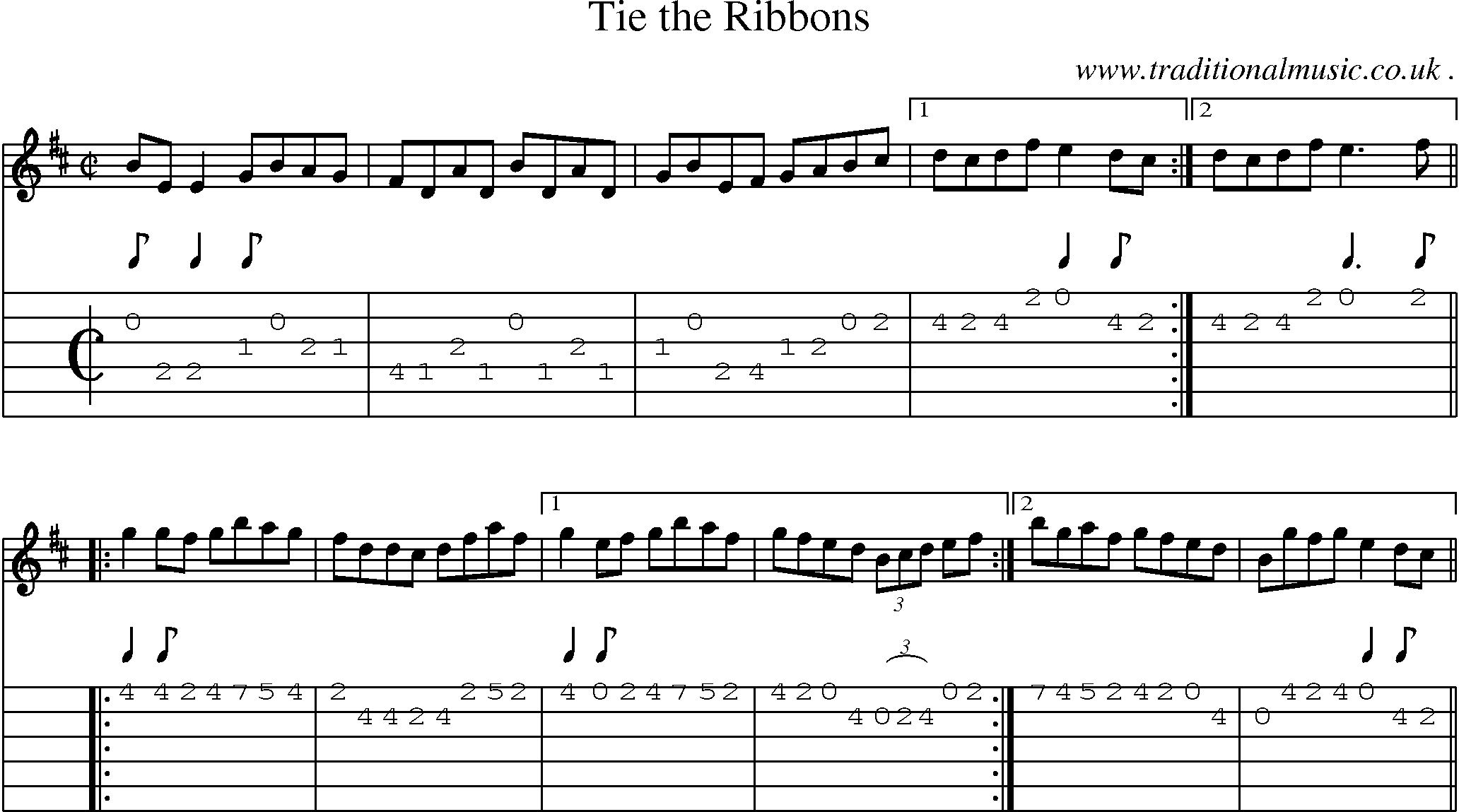 Sheet-Music and Guitar Tabs for Tie The Ribbons