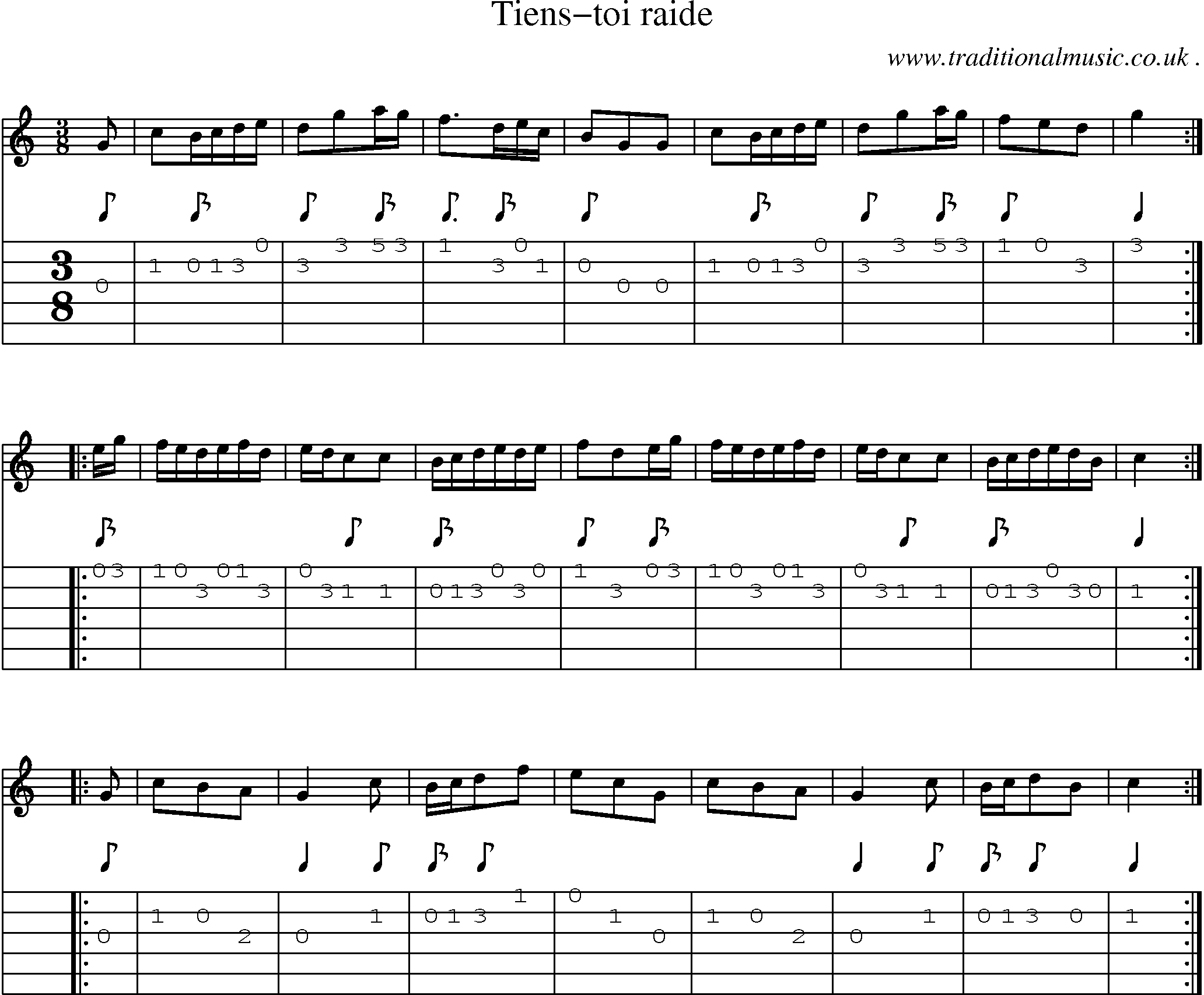 Sheet-Music and Guitar Tabs for Tiens-toi Raide
