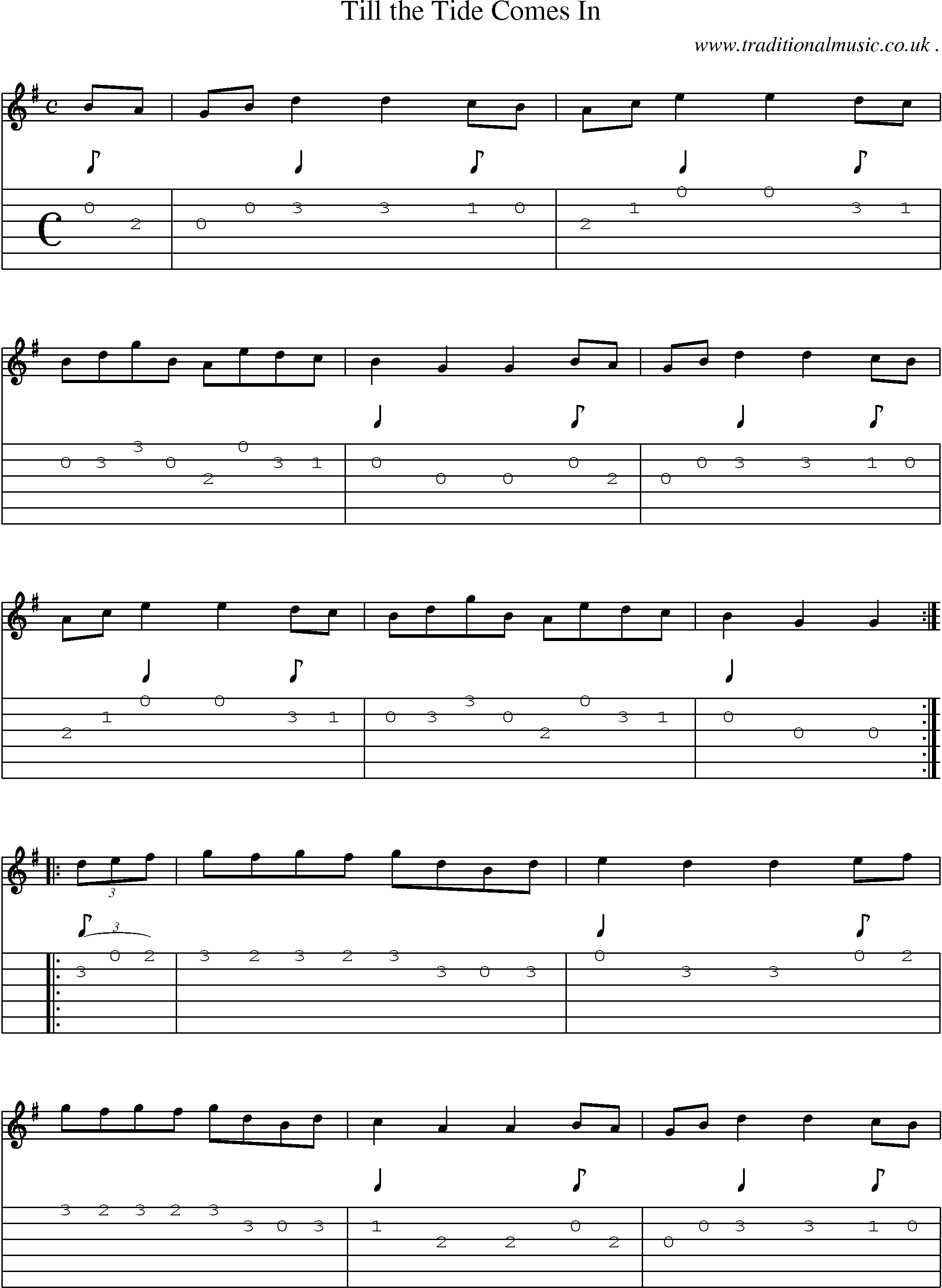 Sheet-Music and Guitar Tabs for Till The Tide Comes In