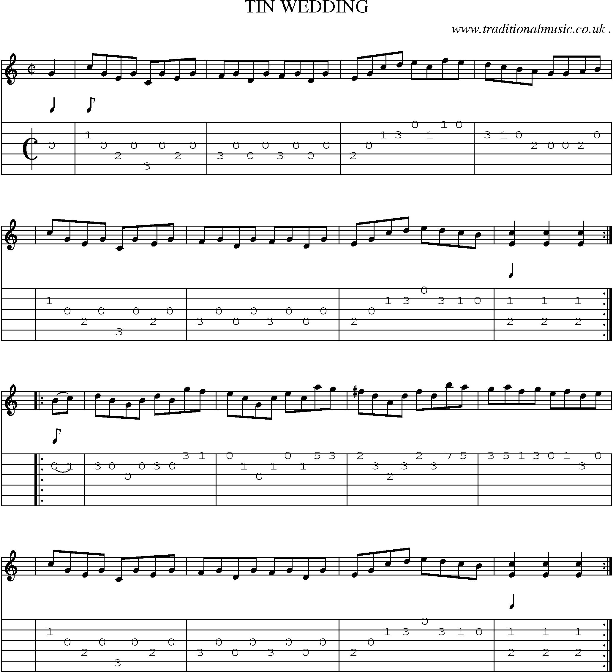 Sheet-Music and Guitar Tabs for Tin Wedding