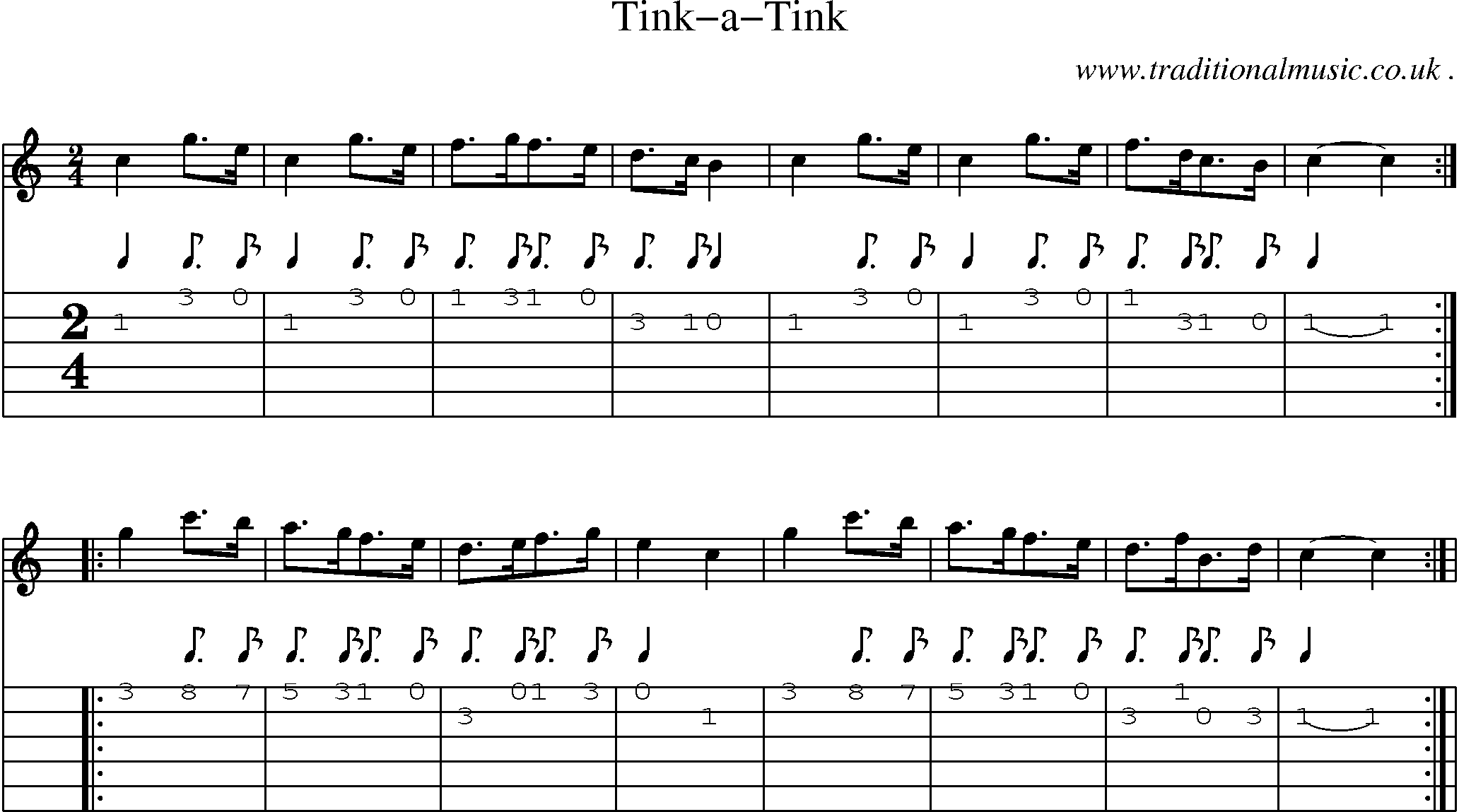 Sheet-Music and Guitar Tabs for Tink-a-Tink 