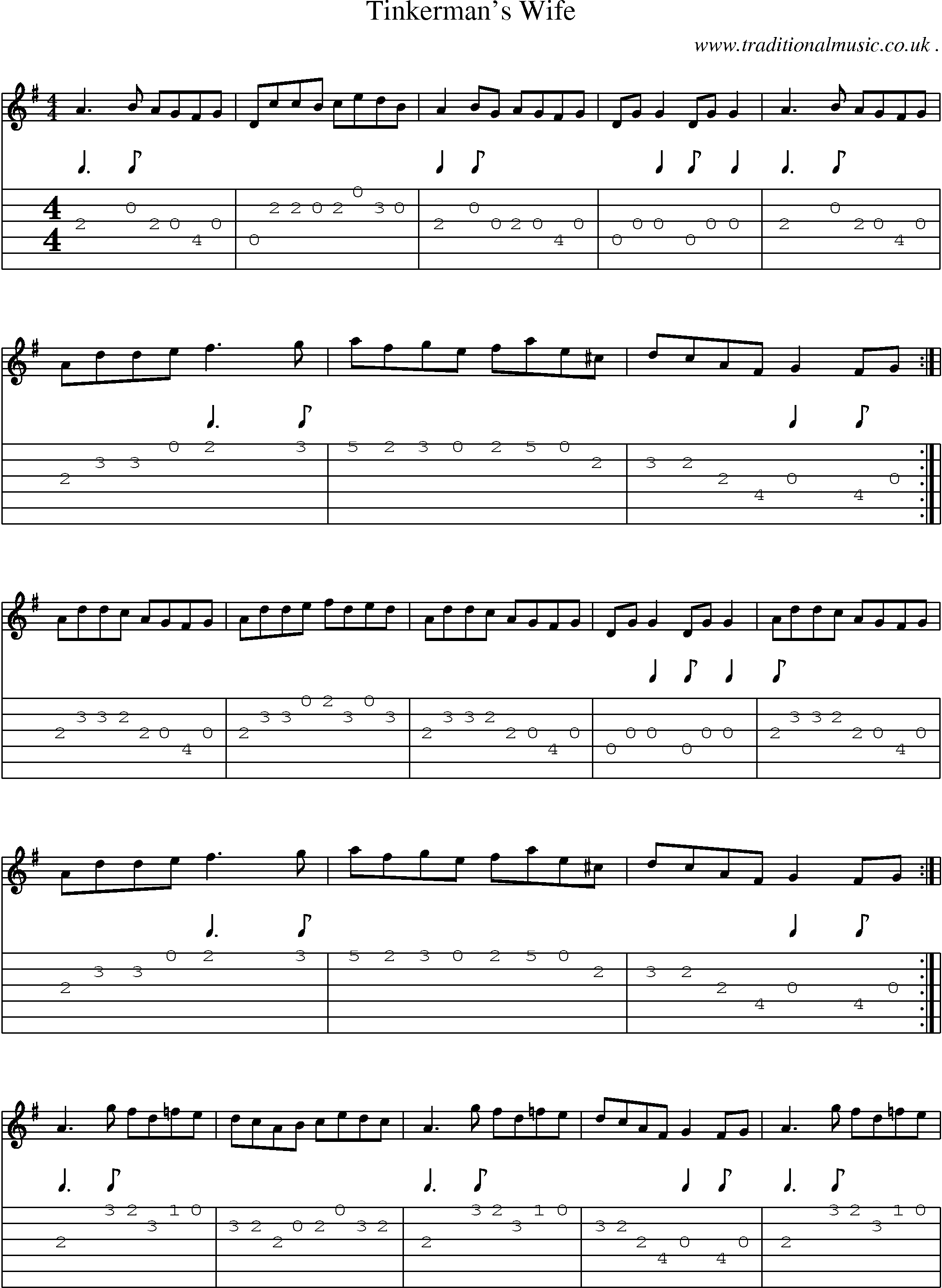 Sheet-Music and Guitar Tabs for Tinkermans Wife