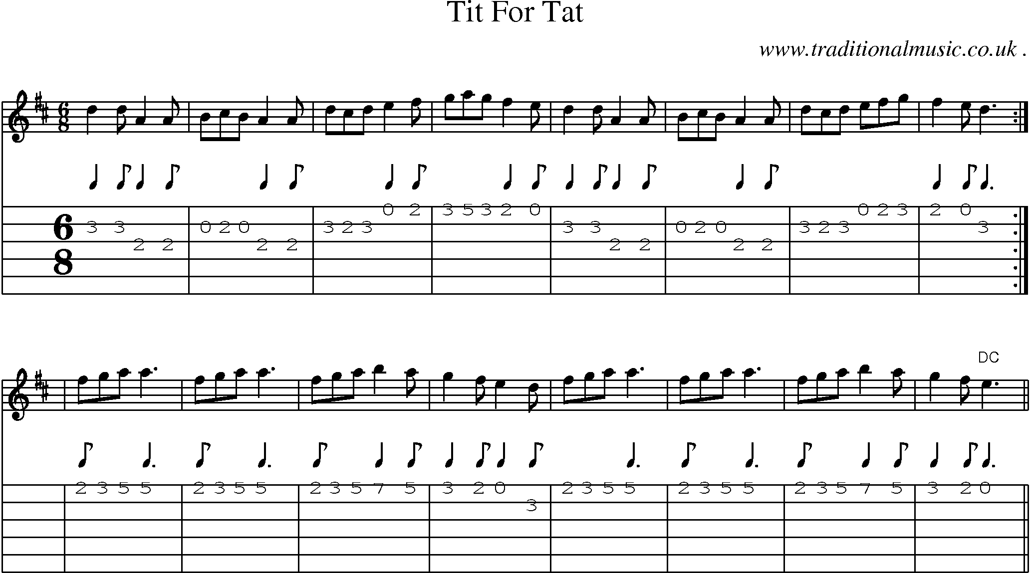 Sheet-Music and Guitar Tabs for Tit For Tat