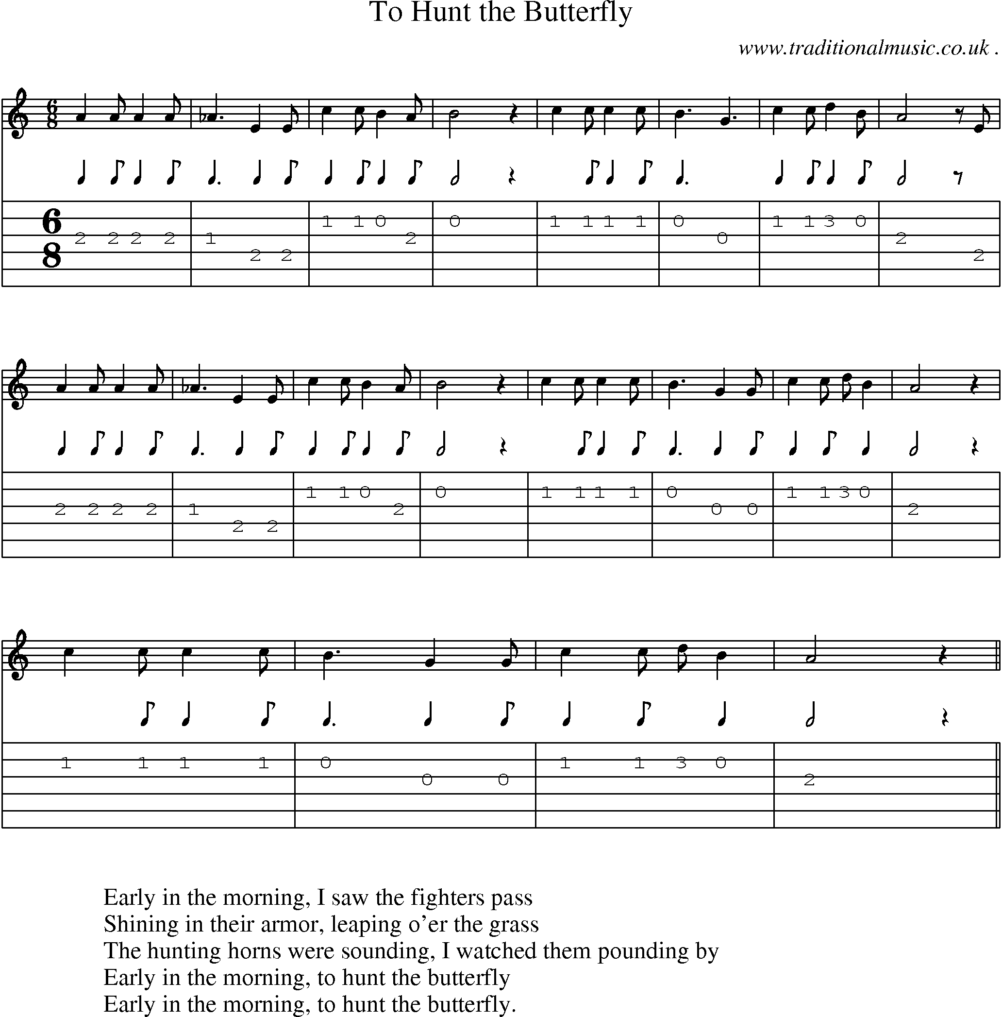 Sheet-Music and Guitar Tabs for To Hunt The Butterfly