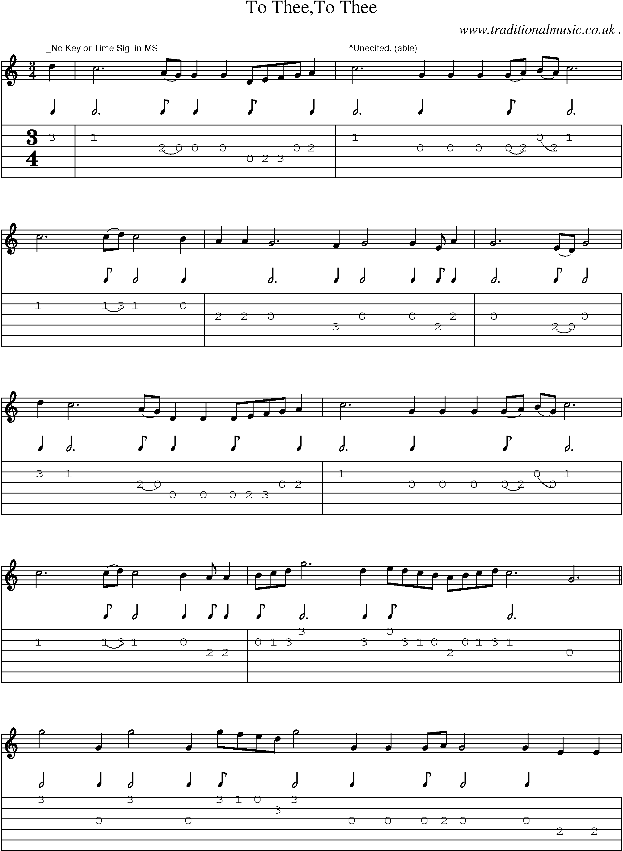 Sheet-Music and Guitar Tabs for To Theeto Thee