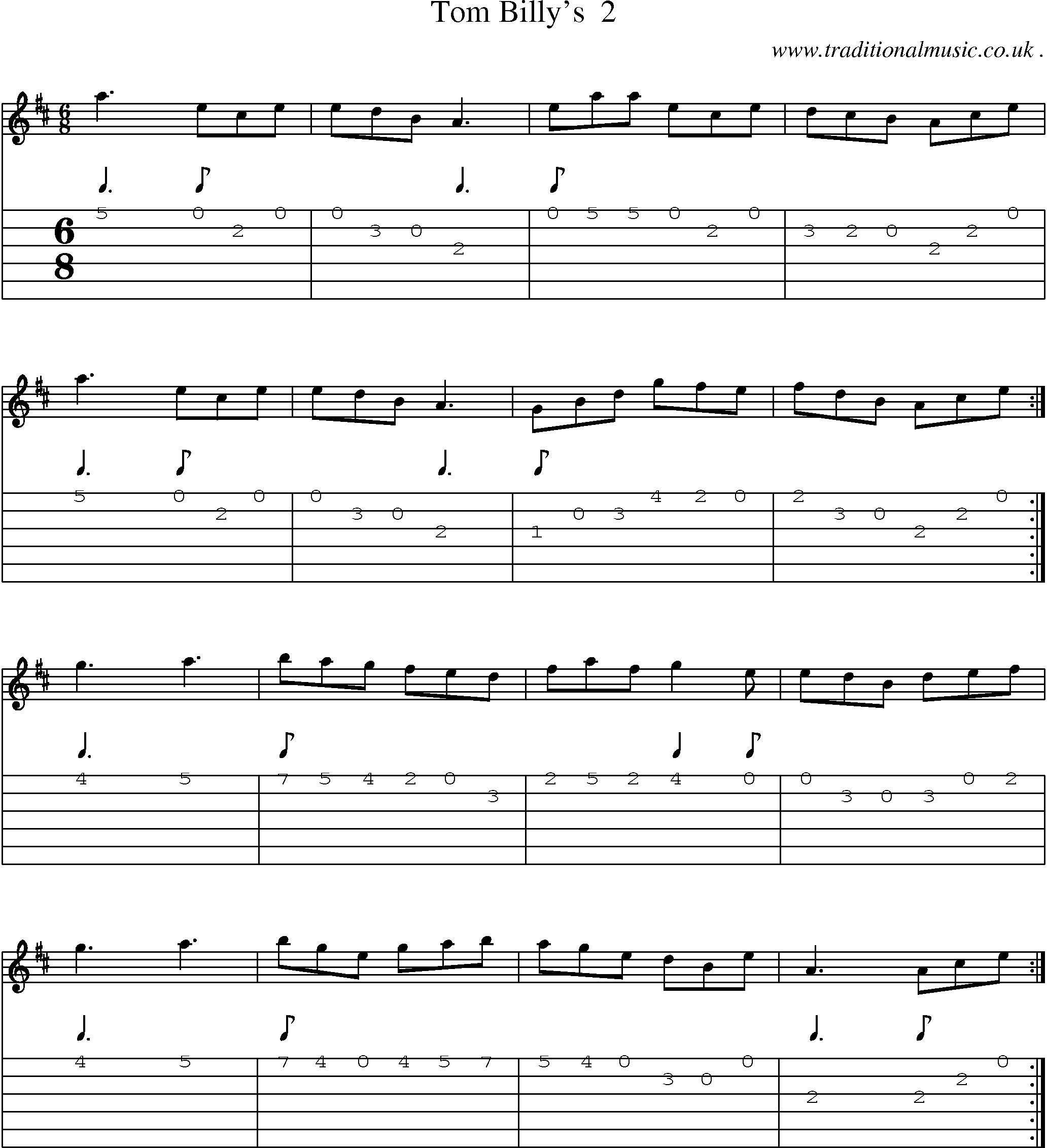 Sheet-Music and Guitar Tabs for Tom Billys 2