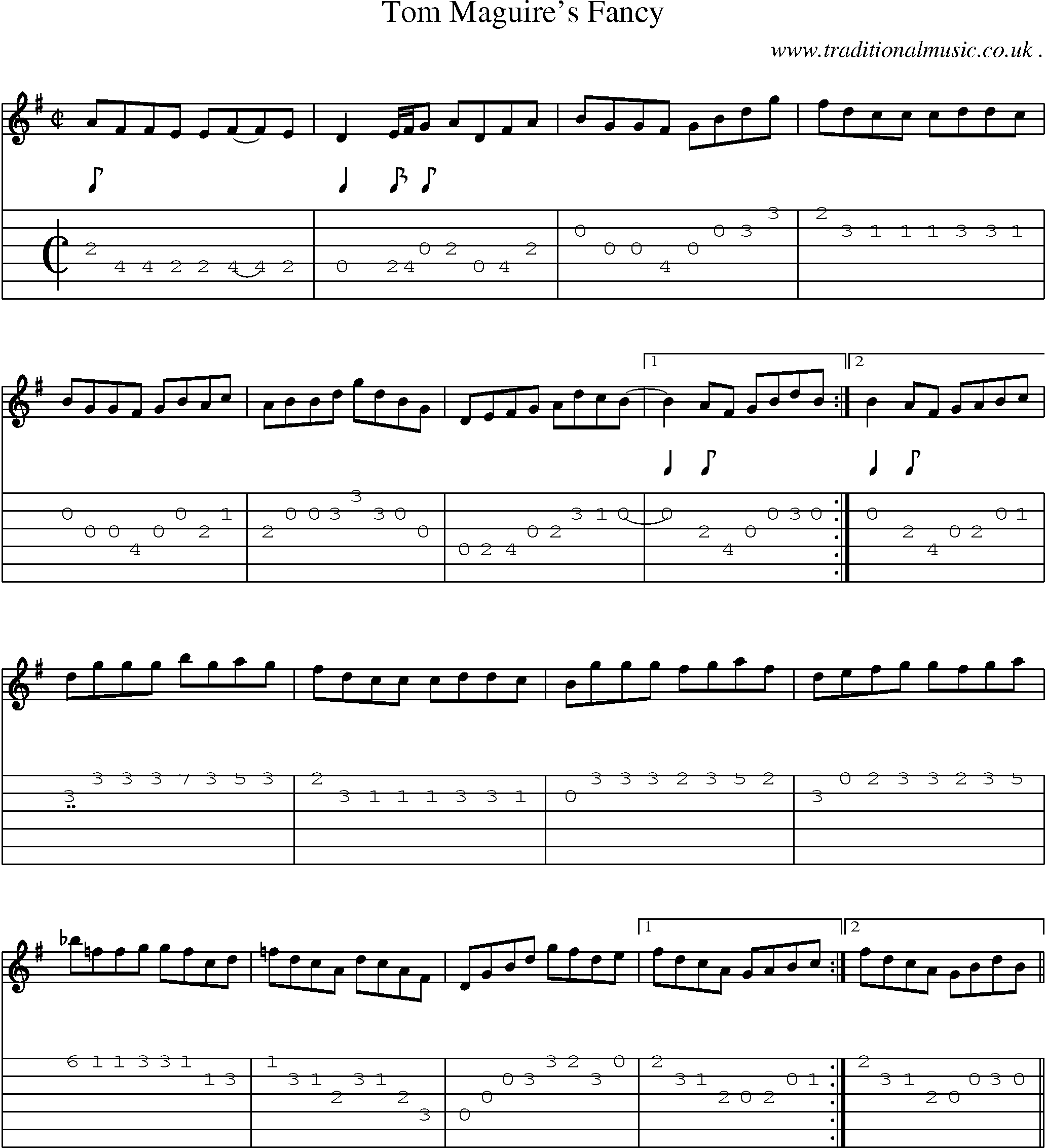 Sheet-Music and Guitar Tabs for Tom Maguires Fancy