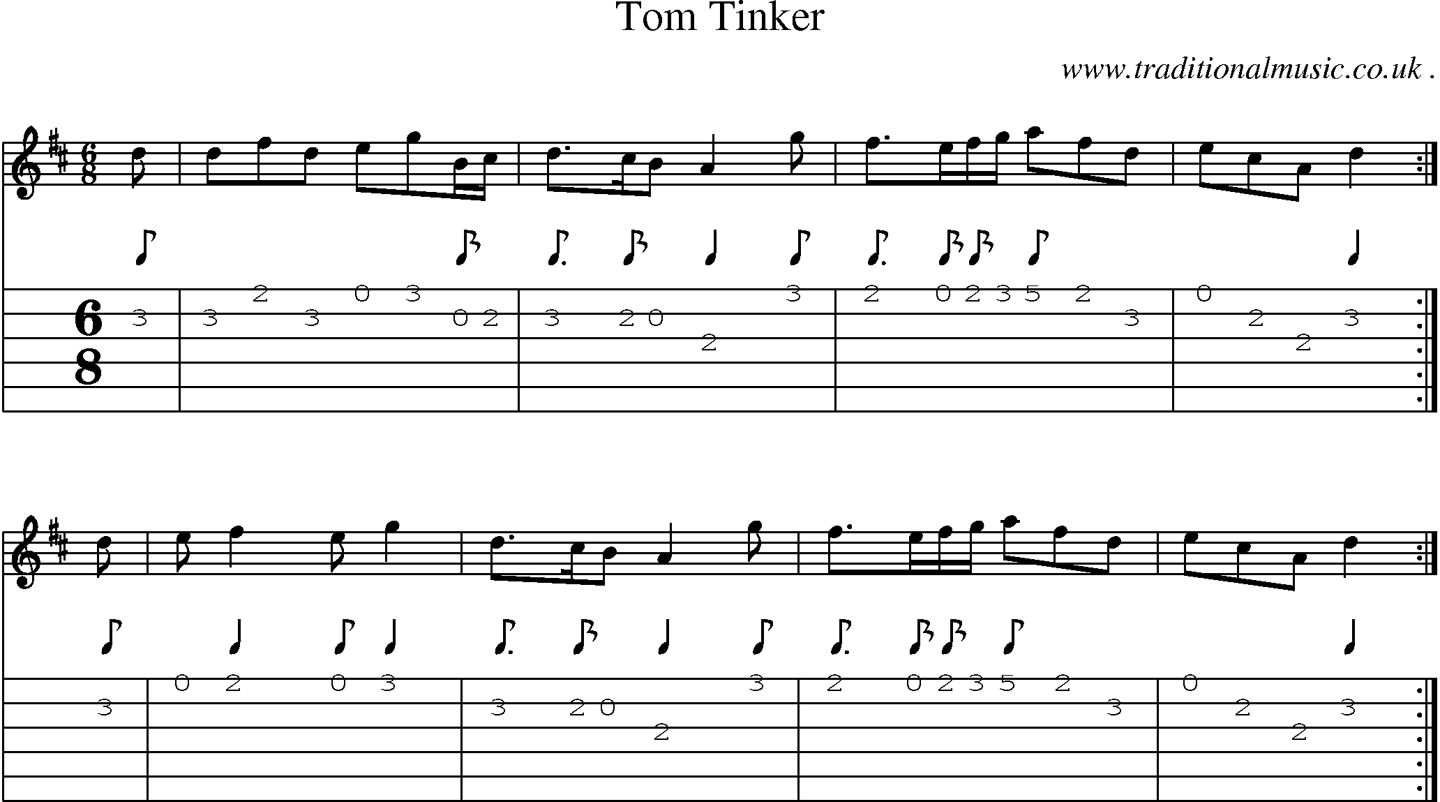 Sheet-Music and Guitar Tabs for Tom Tinker