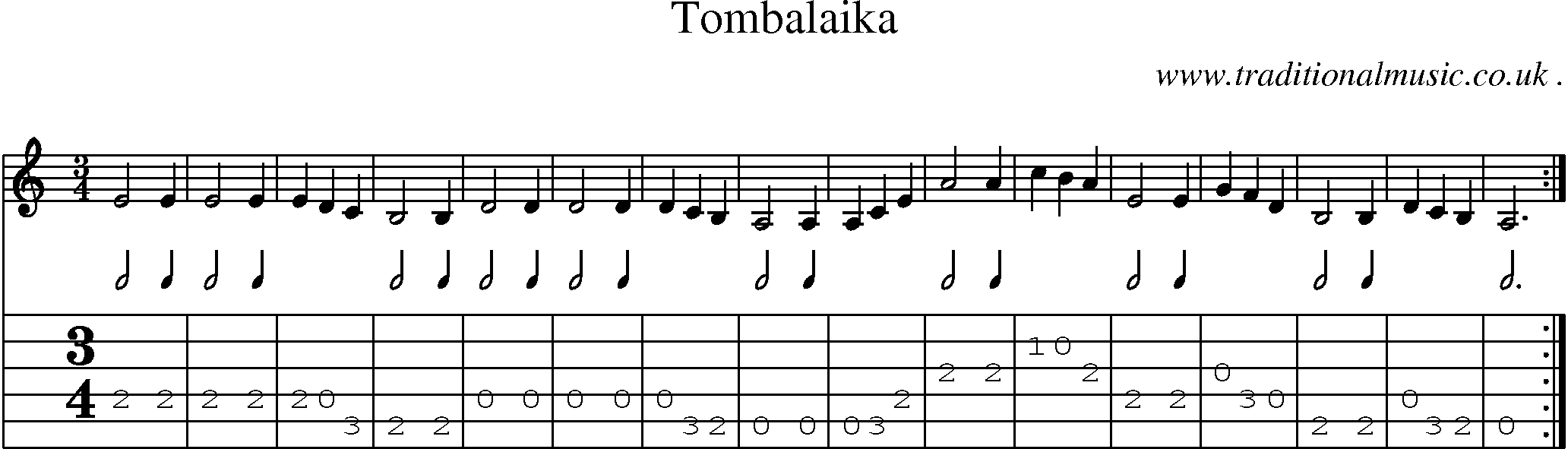Sheet-Music and Guitar Tabs for Tombalaika