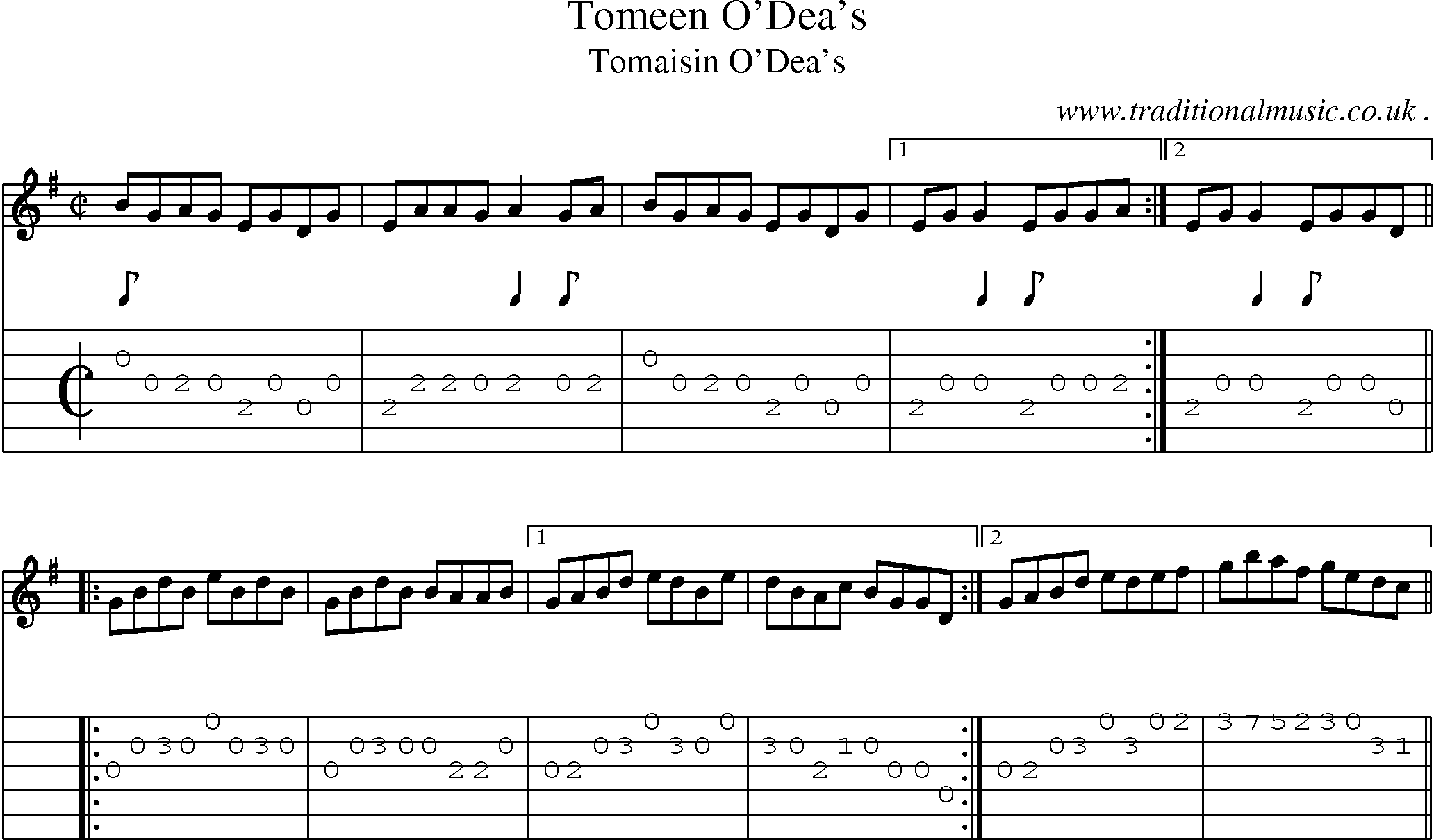 Sheet-Music and Guitar Tabs for Tomeen Odeas
