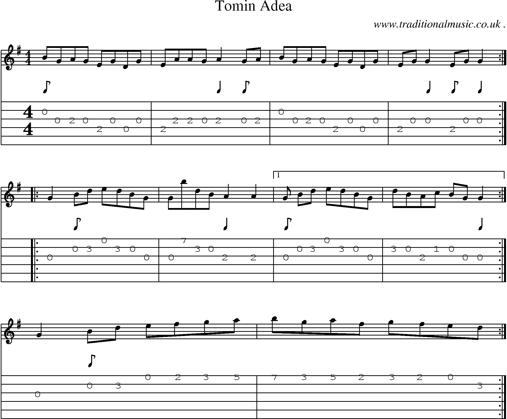 Sheet-Music and Guitar Tabs for Tomin Adea